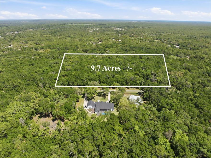 Escape to a nearly 10-acre wooded sanctuary in Brooksville, where ultimate privacy meets convenience. Located in the exclusive 9-parcel Clarendon Trails community, this ''high & dry'' Agricultural-zoned property sits at the end of a private paved road, offering absolute tranquility with no through traffic. Surrounded by mature trees, this expansive lot is a nature lover's paradise, located just minutes from the hiking, biking, and equestrian trails of the Withlacoochee State Forest. Design your custom estate with unparalleled room for gardens, livestock, or outdoor entertainment, all while enjoying a seamless commute to Tampa, Ocala, or Orlando via nearby I-75.