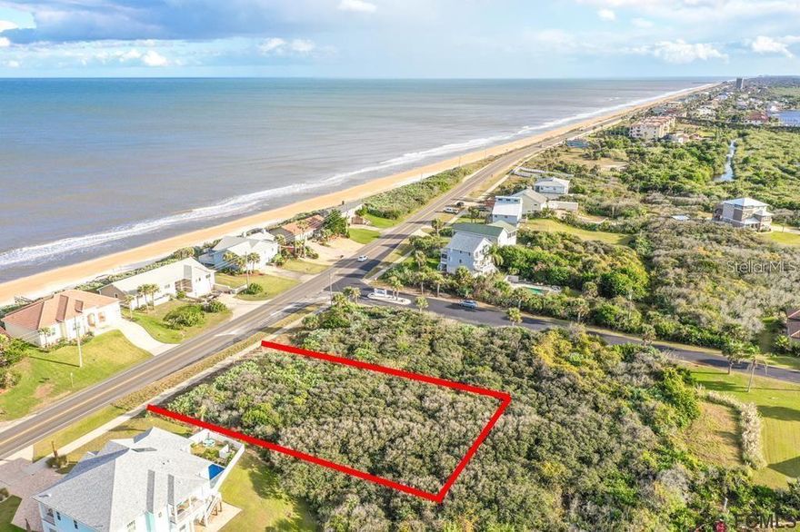 This is it! Here is the perfect spot to have your ocean home built. This lot is almost 22,000 sq. ft., big enough to add a pool to your dream home if you choose to. The Atlantic Ocean is across the street. The lot is along the famous scenic A1A. Perfect location to live your dream in sunny Florida. Flagler Beach is located between St. Augustine to the North and Ormond Beach to the South. Easy access by I95, Daytona International Airport. Close to local restaurants, shopping and the beach!! Come live your dreams!