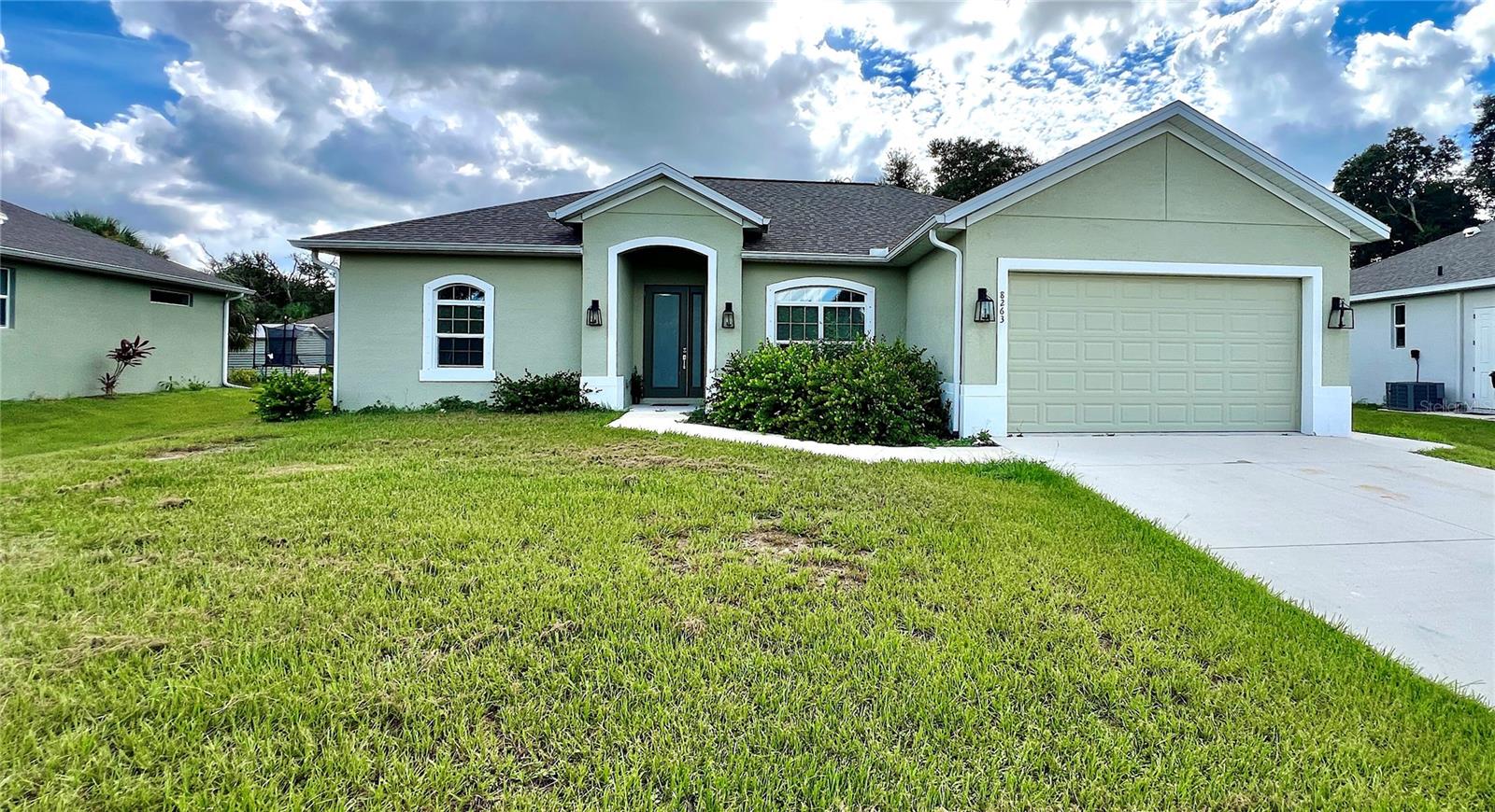 For Rent, a 2022 Build Home 3 bedroom, 2 bath, open floor plan, 10 FOOT ceilings and a 2 car garage. This home has upgrades like granite countertops throughout, Tile throughout including the bedrooms, concrete sidewalk to side garage door, LED lightning throughout and covered pipe drainage in the front yard. Kitchen has solid-wood cabinets, stainless appliances, and a separate pantry closet. Inside laundry room. Double Vaulted ceiling in Living room. Master bedroom offers his and her closets and roomy bathroom with 2 sinks and walk in shower featuring dual shower heads. The 2 other bedrooms share a bath on the opposite side of the house. Ceiling fans in every bedroom and Living room. Led lighting throughout. This home is on a quiet Street and most of the homes are newer homes.