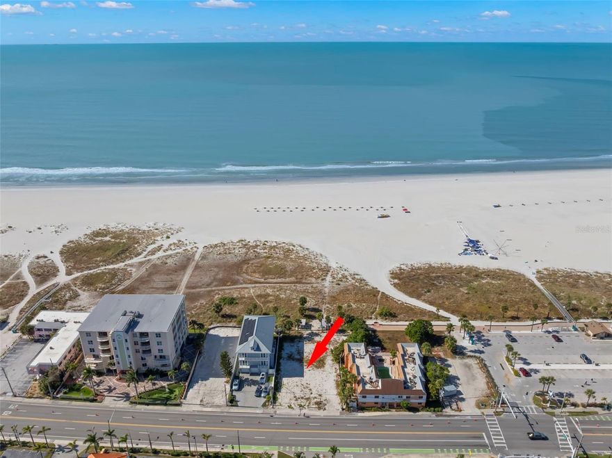 PRIME BEACHFRONT OPPORTUNITY | BUILD TO SUIT
Exceptional Gulf-front parcel in the heart of Treasure Island—fully cleared and ready for development. This 80 x 130 (9,875 sq. ft. as stated in tax records)) lot offers direct frontage on the Gulf of Mexico and is zoned for short-term rentals, presenting outstanding versatility. Design and build three luxury townhomes, a beach front hotel, or your private beachfront estate. A rare opportunity to create a signature coastal property in one of Florida's most desirable beach communities. Verify all the possibilities with the Town of Treasure Island. Thank you.