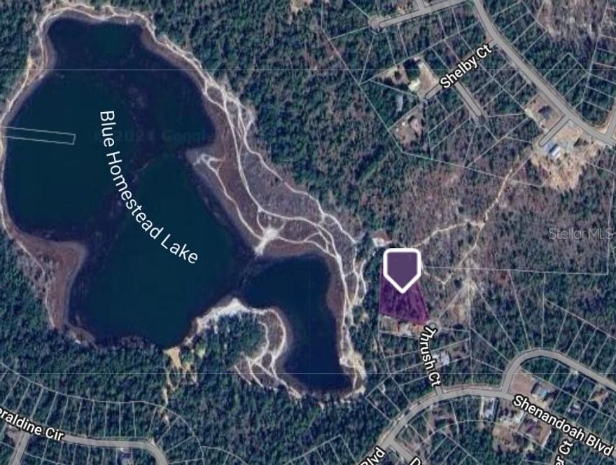 Beautiful 1.578 acre lot on cul-de-sac, Backs up to Blue Homestead Lake in Deed-restricted area with no HOA. Sunny Hills features an affordable 18-hole public golf course and numerous fishing lakes with ample recreational opportunities. Make this your prime building site, stick built homes only in a flood zone X.