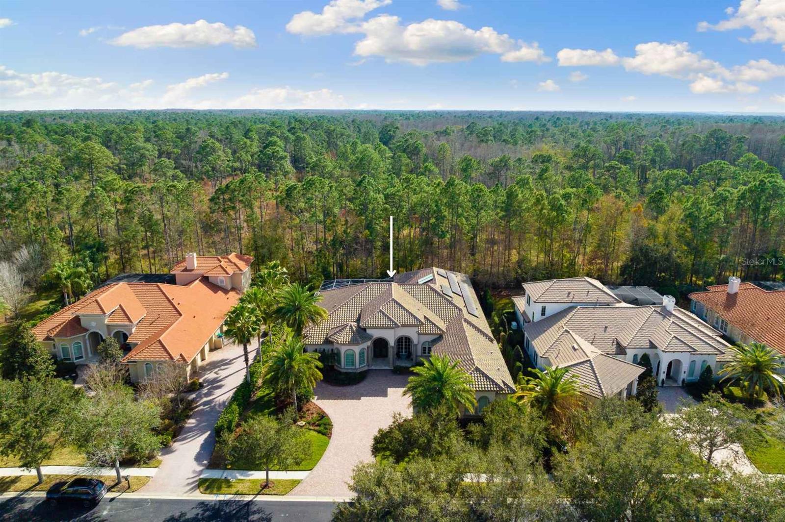Introducing an architectural marvel in the realm of luxury living, this Zea Castaway 3 model Marc Rutenberg-designed residence stands as a
beacon of elegance and modern sophistication. Home backs up to the Brooker Creek Preserve, with four bedrooms, three full bathrooms, this
home defines upscale living in every aspect. The split bedroom floor plan includes a secluded primary suite, offering an exclusive haven of
tranquility. As you walk up the oversized, extended paver driveway leading to a spacious three-car garage featuring epoxy-finished flooring, a
smart car electric outlet, and a car lift for enthusiasts. The entrance, presenting double cedar wood and glass 10 ft front doors, opens into a
grand foyer, setting the tone for the exquisite details throughout. The primary suite wing is a testament to luxury. Inside, the suite dazzles with
double crown molding, dome custom ceiling, and recessed lighting. The en-suite bathroom is a marvel, featuring polished travertine from floor to
ceiling, double shower heads, a granite double vanity, a sitting tub, and his-and-hers closets with built-in shelving, complemented by a separate
water closet. Within, engineered hardwood flooring and travertine tiles grace the entire home, from the refined living and formal dining areas to
the expansive office space outfitted with custom built-in cabinetry. A chef's dream kitchen awaits, featuring a natural gas stove, double islands, a
built-in refrigerator, stainless steel appliances, custom cabinetry, chef's pantry illuminated by recessed lighting, and granite countertops. An
oversized dinette area and a sophisticated wet bar with a wine fridge enhance the culinary experience. The adjacent family room, warmed by an
ethanol fireplace and adorned with custom tray beam ceilings, offers a welcoming space for gatherings. Step into the back wing to discover the
study/den, bathed in natural light from surrounding windows and crowned with a custom dome ceiling. The media room, complete with a
projector and 114-inch screen, built-in bar, and automatic shades, and tray ceilings provides the ultimate entertainment experience. Enter the
rear guest suite, featuring a grand bedroom enhanced by custom-built shelving in the closet and accompanied by a separate bathroom boasting
a full glass shower. Step into the spacious laundry room, equipped with ample cabinet and shelving space, a Kohler utility sink, and quartz
countertops. The third and fourth bedrooms are nestled in their own private wing, separated by a bathroom that features a double vanity with
solid surface countertops, built-in shelving, abundant natural light, and polished travertine shower walls. Both bedrooms are adorned with
window seating sills, built-in shelving, custom closets showcasing meticulous attention to detail. The patio lanai unfolds as a resort-style
backyard dream, complete with a wood-covered ceiling. Equipped with outdoor speakers, the space is ideal for entertainment. A natural gas-
heated pool and spa, Lynx gas grill, set within a stunning cement build, invites alfresco dining. This residence is a statement of luxurious and
sustainable living. Solar Panels bringing LOW energy bills. It's meticulous design, superior craftsmanship, and green features make it an
unparalleled choice for those seeking a home that combines elegance with environmental consciousness. Discover a lifestyle of luxury, comfort,
and eco-friendly living in this exquisite estate.