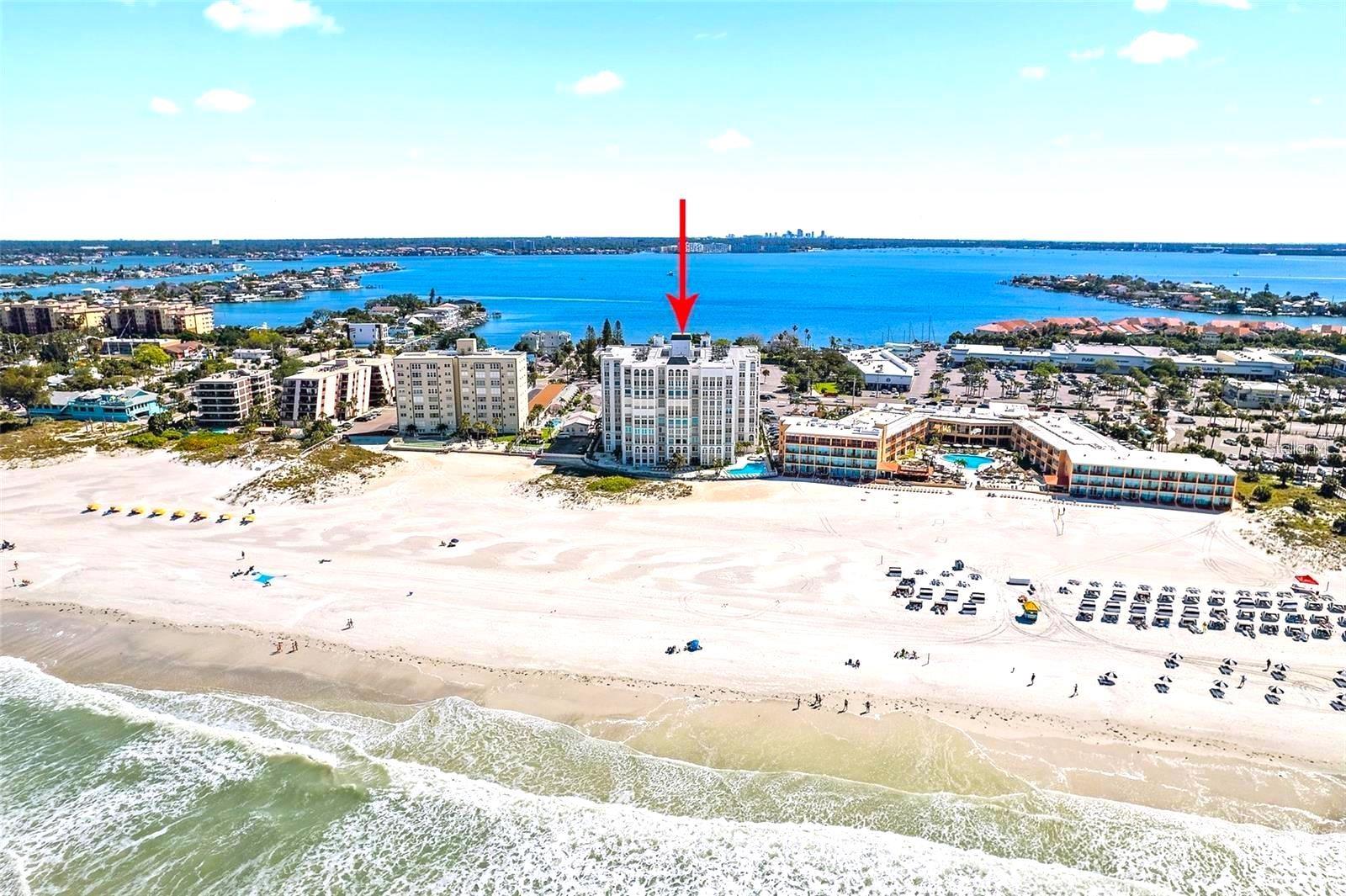 Now available for a 4 to 6 month Lease, Available August 1st through December 30, 2025. "FULLY FURNISHED AND WITH ALL UTILITIES PAID" Just pay the monthly lease and enjoy! This is undoubtedly one of the most gorgeous, professionally designed, and furnished units in all of Beau Monde. This unit has been 100% professionally renovated. Don't miss this opportunity to enjoy one of the most highly sought-after Condo units on the beautiful white powder sand beaches on the Gulf in St. Pete Beach, Florida. This 5 floor 2 bedroom 2 bath unit offers the most beautiful Sunrise views, East & South over the Intracoastal and Gulf. The Beau Monde offers a formal, secure lobby entry, heated saltwater pool, an exercise and weight room with sauna and showers, direct private beach access, tennis and pickleball courts, BBQ grills, and a club room, all complemented by the services of an on-site property manager. This unit includes a covered reserved parking space just outside the main lobby entrance. Excellent location in the center of St. Pete Beach, across the street from Publix, Starbucks, CVS, shopping and many restaurants with convenient access to I-275 and close proximity to the vibrant downtowns of St. Petersburg and Tampa. Enjoy a short drive or walk to incredible dining, entertainment and world-class amenities. Or, simply walk out the door and plant your feet in the soft white sand and enjoy the warm waters of the Gulf. You'll also enjoy relaxing strolls down quiet alleyways and experience the historic charm of Pass-A-Grille, a quaint seaside village just to the south with numerous boutique shops and restaurants. Just north you'll enjoy the exciting Treasure Island & John's Pass. Copy and paste this link for a 3D Walking tour of the unit: https://my.matterport.com/show/?m=Pk3AQwZzYkg&mls=1