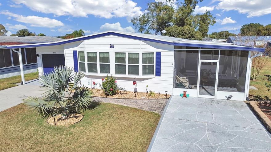 SO MANY UPDATES AND LOTS OF LIVEABLE SPACE!!  Come and see this 3 bedroom, 2 bathroom home in this active 55+ community of Foxwood Lake Estates!!  No lot rent here, you own the land!!  Just pack your suitcase for this, neat-as-a-pin, move-in ready home with over 1,600 sq ft of space!  You'll love the open kitchen, den and dining room, a totally remodeled Primary bedroom en-suite, an additional media room/office/craft room with a mini-split Heat and A/C unit, beautiful built-ins, crown molding, tons of storage and an all-season Florida room with a mini split with heat and A/C for added comfort!!  There is a whole home water softening system too!  Want to be outside without the pesky bugs?  Relax in your 231 sq ft screened lanai!!  All this and a DOUBLE DRIVEWAY with a GARAGE that houses the golf cart which is included in the sale of the home, WOW!!  Come and see this gem for yourself!!!  Start living the Florida lifestyle now! Sunshine awaits and there are lots of things to do in this active community. Come and tour the large clubhouse, game room, billiards room, sauna, fitness center, library, large heated pool, hot tub, pickle ball court, shuffle board courts, bocce ball courts, basketball hoop, paved walking path around the lake and so much more!! Lots of events happening here like pot-luck dinners, entertainment series, dances, Wednesday morning coffee, raffles, bingo, zumba, pilates, line dancing lessons, pool aerobics, golf cart parades and many holiday celebrations! Schedule your showing today!