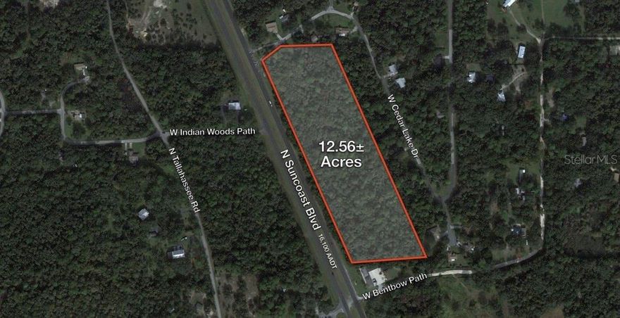 The opportunity is to purchase 12.56± acres on N Suncoast Blvd (US Hwy 98) in Crystal River, FL within Citrus County. The total acreage
is comprised of four contiguous parcels all fronting N Suncoast Blvd giving great visibility to 16,100± cars each day.