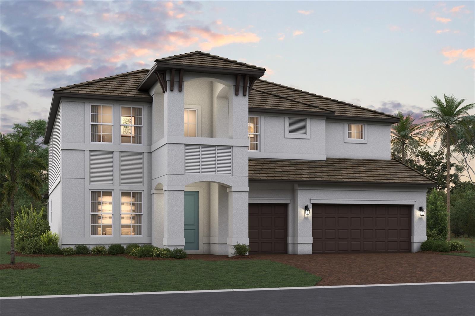 Under Construction. The Santa Fe is a beautifully designed two-story home showcasing five bedrooms, three and a half baths, and a spacious three-car garage.
The first floor features a den off the foyer. Step through the foyer to find an open-concept layout centered around the great room, which seamlessly connects to the café and kitchen. The kitchen includes a walk-in pantry and ample counter space.
Adjacent to the main living area, a covered lanai extends your entertaining space outdoors.
The first-floor owner’s suite is a private retreat, complete with a large walk-in closet and a spa-like owner’s bath with dual vanities and shower. Additional main-level highlights include a convenient mudroom with access to the laundry area and garage.
Upstairs, the home features 4 secondary bedrooms, each with a walk-in closet for plenty of storage. Two full baths, one shared and one private, provide convenience for family or guests. A spacious bonus room serves as a versatile space for a media room, game room, or additional lounge area. The second floor also includes an overlook to the great room below, adding a sense of openness to the layout.
With abundant storage options, modern conveniences, and flexible spaces, this home is well designed to suit everyone's needs.