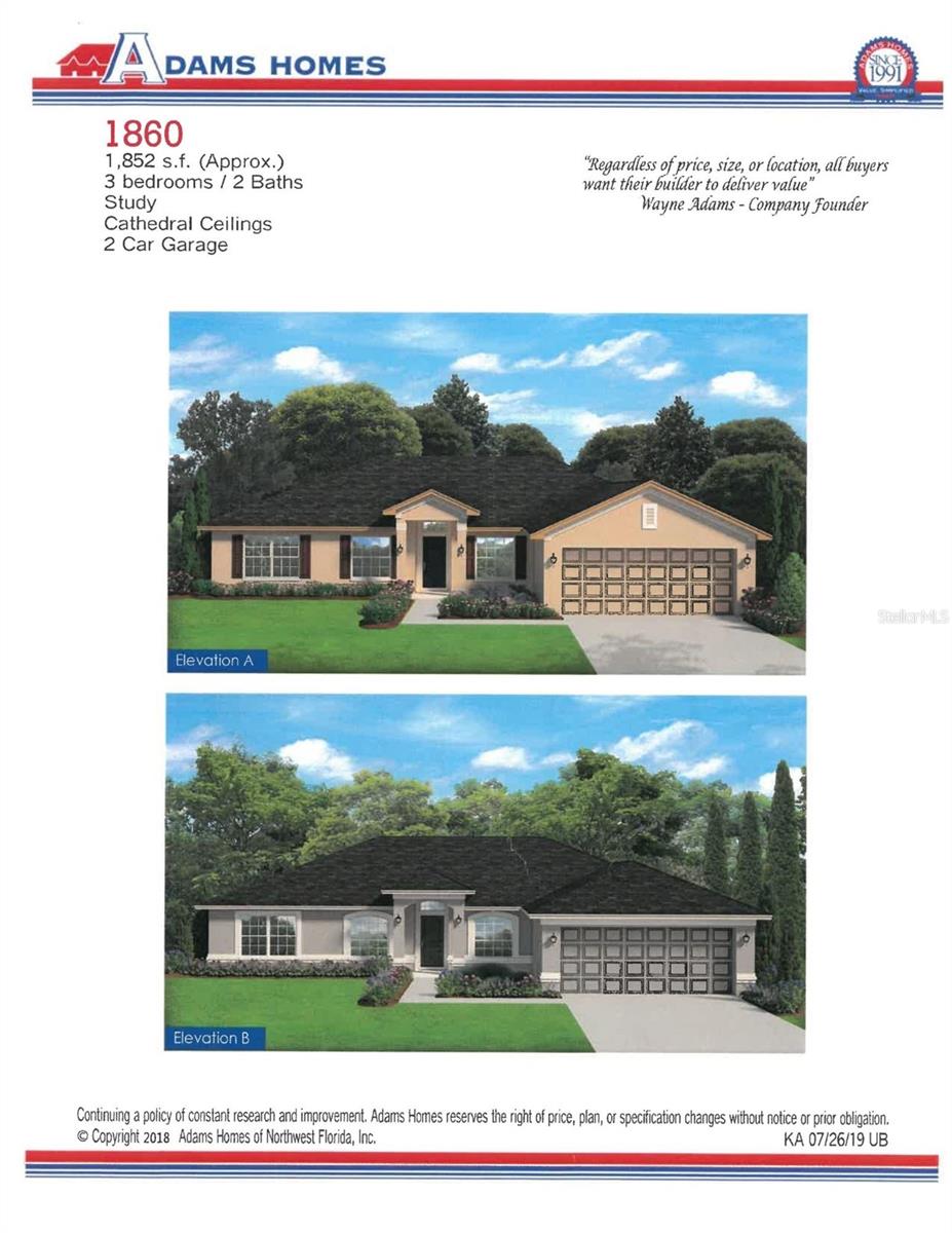 Under Construction. This New Construction home has 1860 square feet of living space allowing you much room for your family as well as guests. The den/study gives you extra room. Adams Homes provides great features such as: architecturally designed elevations, updated window designs, ceramic, plank tile flooring in the main living areas, stain-resistant carpet in the bedrooms, granite countertops in the kitchen & baths, brushed nickel door and bath hardware, designer LED recessed lighting, 36" upper cabinets with crown molding, double pane insulated tilt-in sash windows and much more. 10 year builder structural warranty included! This is the opportunity to make this affordable gem your new family home. Paid closing costs when using preferred lenders.