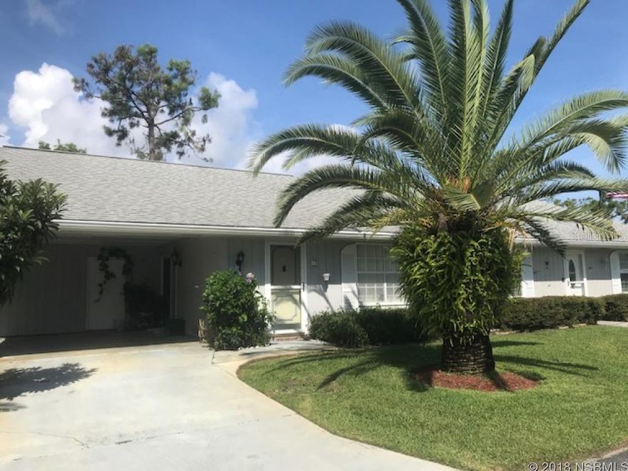 Find your winter weather sanctuary in the charming Fairgreen community in New Smyrna Beach, FL. This 2-bdrm 2-bath duplex backs up to a tidal pond and is tucked away on a back street in this golf course community. Minutes from beaches, downtown, shopping and restaurants. Plus there are two golf courses within walking distance. Needs updating and new carpet in the bedrooms. ;Water: City