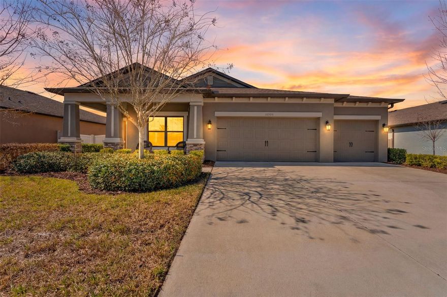 An EXCEPTIONAL opportunity in Talavera! This 2018 M/I Homes “Picasso C”, POOL home features a highly desirable and functional floor plan and a true resort-style backyard retreat! Offering over 2,000 square feet, the meticulously maintained home is thoughtfully designed for everyday living and entertaining. A stone-accented exterior and oversized front porch lead into a light-filled foyer and versatile flex space ideal for an office or media room. The open-concept living area is enhanced by a tray ceiling, natural light, and views of the private saltwater pool. The kitchen features staggered cabinetry, QUARTZ countertops, stainless steel appliances, and an oversized island. Outdoors, the fully fenced backyard offers a saltwater pool with ambient lighting, BRAND-NEW screen enclosure, trussed lanai, and Sunbrella privacy curtains. The owner’s suite includes ample closet space, quartz vanity, and separate linen closet. Additional highlights include a 3-car garage with built-in shelving and added outlets, an oversized laundry room with utility sink, and a storage shed. Conveniently located near shopping, dining, and top-rated schools.