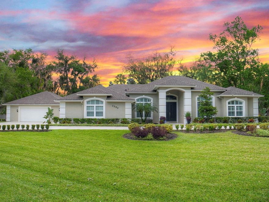 Expect to be Impressed with this Extraordinary Custom Built Pool Home on a Corner Triple Lot! Exterior Features and Amenities Include: Concrete Block Construction, Circular Driveway+Side Driveway that Leads to the 2 Car Attached Garage and Detached 20x40 Garage, Screened Pool/Spa, Covered Patio Area with Summer Kitchen, & Spacious yard. Interior Features and Amenities Include: 10 and 12 Foot Ceilings throughout, Crown Molding, Fireplace, Butlers Pantry, Wet & Dry Bar Central Vac,  Wood Cabinetry with Under-mount and Over-mount Lighting with Plenty of Prep/Cooking Area and Pool Views, 4 bedrooms with Private Office with Built In Cabinetry, 3 Bathrooms, 1 with Access to the Pool Area, Spacious Laundry Room, and Split Bedroom Plan. No Detail Missed, this Home was Built Right and Offers Something for Everyone in the Family. As if All that Was Not Enough Inside the Detached Garage there is a Whole House Diesel Generator, 50 amp outlet, new roof, pool enclosure screen, pool pump, windows, sliders and landscaping!  A True Must See to Appreciate One Of a Kind Property. ;Water: City