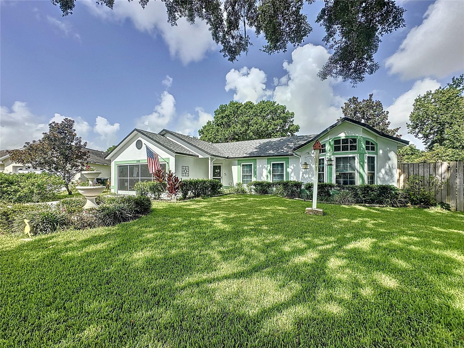 Tucked away on an oversized pie-shaped lot with no rear neighbors, this beautifully maintained home in Sunridge Woods offers the perfect blend of privacy, charm, and Florida living. Set at the end of a peaceful, tree-lined cul-de-sac, 180 Sunridge Woods Ct has been lovingly cared for and thoughtfully updated by its current owners.
Step inside and you'll find a bright and welcoming floor plan with vaulted ceilings, multiple living spaces, and a seamless flow that’s ideal for both everyday comfort and entertaining. The heart of the home is the kitchen, which overlooks the sparkling screened pool and connects effortlessly to the living, dining, and breakfast areas. A spacious family room bathed in natural light opens directly to the pool deck, creating an inviting space to relax and unwind.
The home features a desirable split floor plan with the primary suite set apart for added privacy. Two additional guest bedrooms and a full bath are positioned on the opposite side of the home, offering flexibility and space for family and visitors.
Key updates include a new roof in 2021, full repipe in 2021, updated windows and doors, and a solar-heated private pool. Outside, the large fenced yard is a true retreat with a shed for extra storage and plenty of space to enjoy the Florida sunshine.
Sunridge Woods is a quiet, established community with a remarkably low annual HOA of just $195. Ideally located minutes from ChampionsGate, Disney, shops, restaurants, and I-4, this home is perfect as a full-time residence, seasonal getaway, or vacation rental. With its combination of value, location, and lifestyle, this one is not to be missed.