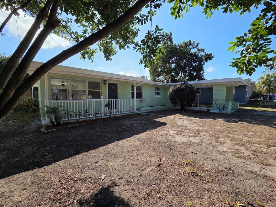 Fully refreshed and move-in ready — IDEAL for first-time buyers, seasonal residents, downsizers, or investors seeking a TURN-KEY rental opportunity. This BLOCK CONSTRUCTION 2-bedroom, 1-bath home with a 1-car carport and open floor plan is located on an attractive 
dead-end street -  just minutes north of Largo Mall. NO HOA and NO FLOOD INSURANCE REQUIRED.
The home was completely painted inside and out in January 2026, giving it a clean, updated look throughout. Both bedrooms feature NEW luxury vinyl plank flooring installed (Jan 2026),  while the remainder of the home offers durable tile for easy maintenance. Additional upgrades include NEWER updated windows, a NEWER UPDATED ELECTRICAL PANEL, NEW HOT WATER HEATER (2021) updated lighting, an updated kitchen with newer appliances, and an updated bathroom with (Tub AND Shower.)
Interior highlights include a LARGE OPEN LIVING SPACE, generously sized bedrooms, multiple storage areas, and an inside laundry/utility room with washer, dryer, cabinets, and shelving. The HVAC system is a RUUD (2020) and has been well maintained. The roof has been resurfaced with quality roof coating for added protection and longevity.
The exterior offers a long driveway with room for an RV or boat, a charming front entrance, rear patio for entertaining, and a large fully fenced backyard with flowering shrub and plenty of room for a pool. An 8x7 exterior shed provides additional storage (as-is). Property condition is suitable for standard 4-point insurance inspection. Multiple financing types welcome.