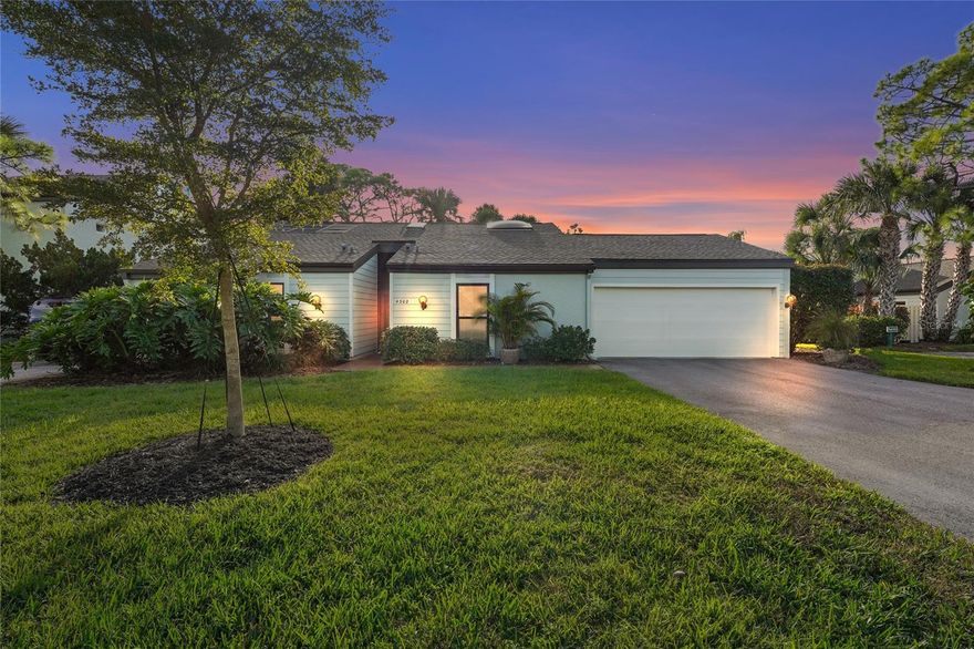 UPGRADED Villa in the HEART of Sarasota! Discover a villa that lives like a single-family home, located in the desirable Woodman's Chart enclave within The Meadows.  Maintenance Free, NEW Roof 2024, Newer HVAC 2021, New Electrical Panel, New Kitchen Appliances and Washer/Dryer, updated bathrooms and light fixtures and Freshly Painted Interior and Exterior! This villa has no shared walls with the neighbors, and has an oversized 2 Car Garage. The open and airy living space boasts a beautiful wood accent wall as you enter the home, tile flooring throughout, a fabulous galley style kitchen with a large island featuring Quartz countertops, stainless steel appliances and a beautiful green tile backsplash bringing the beautiful Florida landscape inside! The space flows freely from the large living room with built-ins to the dining area, kitchen and family room - all with fabulous views of the lush landscape surrounding the home. Move right into this home and begin enjoying ample space with 1675 sf, 2 bedrooms, 2 baths, and a spiral staircase leading to a spacious loft, perfect for an office, den or additional sleeping quarters!  The home has a modern feel with soaring vaulted ceilings, abundant skylights, plenty of natural light, landscaped atrium and four distinct outdoor living areas providing you with that true Florida charm! A split floor plan gives privacy to each bedroom. The primary bedroom features an ensuite bathroom, sliding glass doors to the atrium and high ceilings! Offering an exceptional blend of light, space, privacy, and comfort, this home has been meticulously maintained, loved and cared for.  The oversized 2 Car Garage provides ample space for your vehicles, golf carts or motorcycle.  Enjoy coffee or a cocktail on your large enclosed patio overlooking mature, tropical trees & foliage, while a lovely heated POOL awaits, just steps from your lanai. Living here merges resort-style amenities with Florida’s outdoor lifestyle, homeowners can enjoy 14 miles of walking and biking trails winding through lush landscapes and lakes, over 85 lakes and waterways, bird watching with many species present, 3 golf courses, 15 tennis courts, pickleball, dog parks, a community pool & spa and the Meadows Country Club! HOA includes 24 Hour Security, Exterior Building Maintenance, 2 pools, tennis courts, irrigation, exterior insurance and more! The location truly cannot be beat as you are minutes from premiere shopping and dining at UTC Mall and the University Ave Corridor, a short drive to Lakewood Ranch, Waterside, SRQ Airport and of course some of the most stunning white sand beaches that make this place a true paradise!