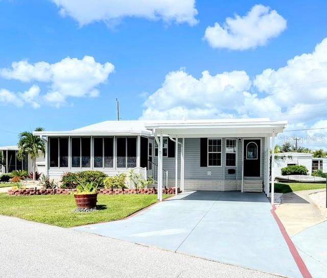 WELCOME TO COUNTRY CLUB ESTATES, A HIGHLY SOUGHT AFTER 55+ COMMUNITY, JUST MINUTES FROM HISTORIC DOWNTOWN VENICE AND THE GULF COAST'S BEAUTIFUL BEACHES. THIS BEAUTIFULLY MAINTAINED 3 BEDROOM, 2 BATH HOME OFFERS A SPACIOUS OPEN FLOOR PLAN WITH AN ABUNDANCE OF NATURAL LIGHT. THIS HOME IS A VERY SOUGHT AFTER TRIPLE-WIDE HOME, WHICH IS RARE IN COUNTRY CLUB ESTATES. LIVING ROOM/DINING ROOM COMBO. THE EAT-IN KITCHEN IS FILLED WITH LOTS OF CABINETS, PANTRY AND BEAUTIFUL COUNTERTOPS. THREE BEDROOMS AND TWO FULL BATHS. ENCLOSED LANAI FOR RELAXING WITH YOUR MORNING COFFEE OR EVENING DINNER OR DRINKS. LOW MAINTENANCE LANDSCAPING AND COVERED CARPORT TO
ENJOY THE FLORIDA LIFESTYLE, WITH ACCESS TO THE COMMUNITY, INCLUDING TWO CLUBHOUSES, BOTH WITH FULL KITCHENS. ONE HAS A STAGE FOR THE MANY PRODUCTIONS, AND BANDS FOR ENTERTAINMENT AND DANCING. THE OTHER BUILDING SITS ON THE WATERWAY WITH MANY DOLPHIN AND MANATEE SIGHTINGS. BOAT SLIPS AVAILABLE TO RENT, WITH EASY ACCESS TO THE INTRACOASTAL WATERWAY AND GULF. THERE IS A HEATED POOL AND HOT TUB, PICKLEBALL, CORNHOLE, SHUFFLEBOARD, A FITNESS CENTER, LIBRARY, SEWING ROOM, PING PONG, BILLIARDS. BOOK CLUB, POKER, BRIDGE, TRIVIA, BINGO, TOO MANY GROUPS TO MENTION. GOLF CART PARADES AND SCAVENGER HUNTS. EASY ACCESS TO SHOPPING, BEACH, HISTORIC DOWNTOWN VENICE. ACCESS TO TRAIL, FOR WAKING OR RIDING YOUR BIKE