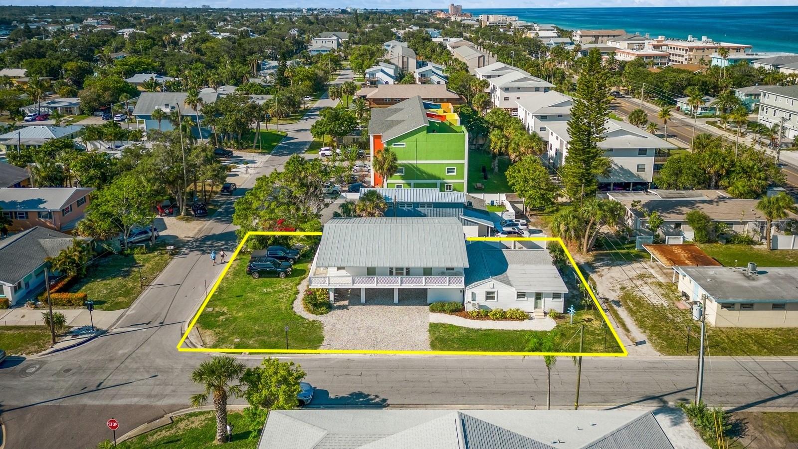 Live like you're on vacation! Located just minutes from USA Todays 2023 winner of "The Best Beach in the South". Two separate buildings, THREE units total. Perfect to live in one and collect income on the other two. Incredible opportunity to own this beautifully renovated, fully furnished from Crate and Barrel, Pottery Barn and West Elm in the highly sought after beach community of Indian Rocks Beach, Florida. Indian Rocks Beach is a thriving Gulf front community with a quintessential Florida vibe Indian Rocks Beach supports a lively mixture of dining and recreational activities. From the Nature Preserve to the parks, to their white sandy shores, you'll find a smile on every face, and a warm Florida welcome with everyone you meet.
Located just steps from the beach this home is the beach lovers dream. Indian Rocks Beach is one of Pinellas Counties only gulf beach communities with no rental restriction, welcoming vacation renters from around the world.
The property features three unique living spaces. The main building, a raised duplex, houses your main living quarters. A large wrap around balcony incases this space, allowing for you to enjoy a beautiful water view of the sunrise and sunset. The main living quarters consist of a spacious two-bedroom, one bath with high cathedral ceilings and open floor plan with a full service eat-in kitchen and large family room with built in entertainment center. The main living quarter also offers a beautiful one bedroom, one bathroom guest suite, with large open family room and efficiency kitchen. The living spaces can be adjoined creating a three-bedroom two-bathroom suite or may be used separately.
The second building, a charming beach cottage, featuring two-bedrooms and one bath. A stunning kitchen and dry bar with ample counter and storage space greets you upon arrival. All three units are custom designs with all matching finishes to give guests that boutique hotel feeling. Calacatta gold countertops, custom hardwood cabinetry and new stainless-steel appliances incase all three fully stocked kitchen spaces, complete with coffee bars and Keurig machines. Bathrooms all have custom vanities with Delta gold plumbing and trim fixtures, hotel style custom glass shower doors and fully stocked bath and bed linens. Each bedroom is equipped with Queen Sofa sleepers and UBS charging nightstands with bedside lamps. 60-inch TV’s, a nest thermostat, new mini split AC units, a newly removed laundry room with new washer and dryer and new stacked washer and dryer for the cottage, premium scratch resistant waterproof flooring, all newly painted interior and exterior, new siding, and sliders and custom window treatments are just a few of the luxurious upgrades. New patio pavers, outdoor dining with attached grilling station and beach supplies, sports equipment, fishing poles and wagons are all ready for your enjoyment. This is a must-see property, turn key and ready to enjoy!