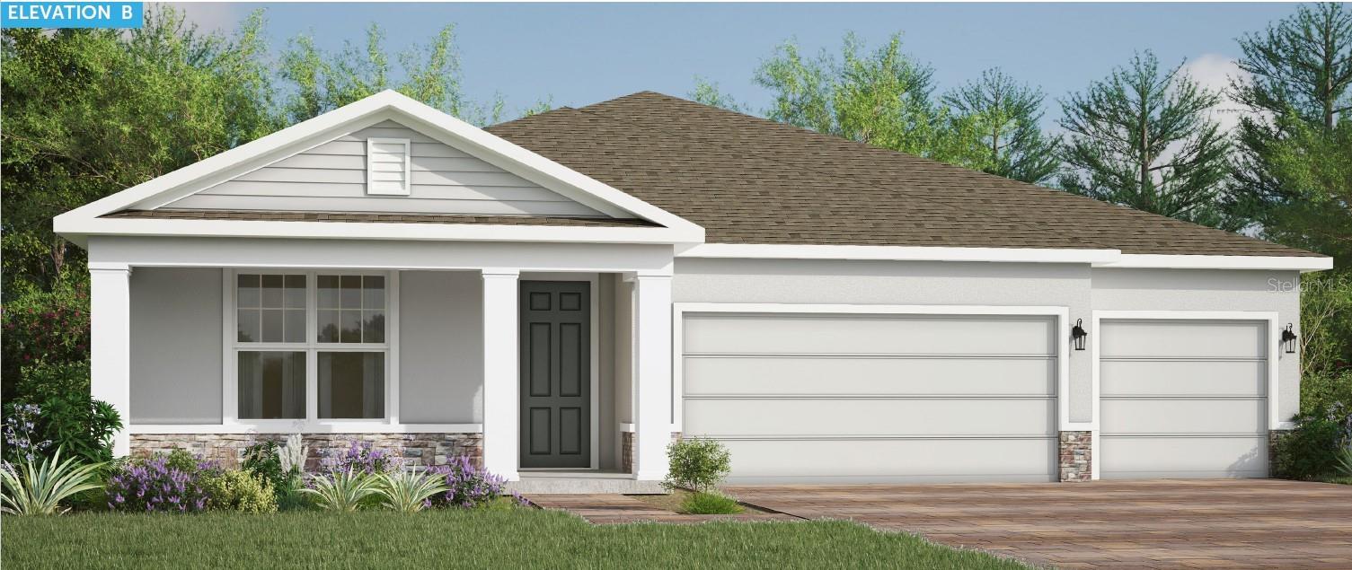 Under Construction. Ready in November! The Aspen — Thoughtfully Designed One-Story Living Experience the perfect blend of comfort, style, and functionality with the Aspen—an expertly crafted one-story home offering 4 spacious bedrooms, 3 full bathrooms, a private study, and a 3-car garage, all within 2,536 square feet of open-concept living space. Step through the impressive 8-foot-tall front door into a bright and airy interior featuring soaring 9'4" ceilings throughout. The Aspen’s smart split-bedroom layout provides ideal privacy, with a large office or study at the front of the home and four bedrooms thoughtfully positioned for both connection and quiet. At the heart of the home, the kitchen flows effortlessly into the dining area and great room—creating an inviting space perfect for both everyday living and entertaining. The gourmet kitchen features 42" upper cabinets, stainless steel appliances including a gas range, pull-out trash can drawer, expansive countertops and cabinetry, a large island, and a walk-in pantry. The great room ovelooks an impressive 30-foot-wide covered lanai. Quadruple 8-foot-tall sliding glass doors open to the lanai, offering seamless indoor-outdoor living ideal for Florida entertaining year-round. The first-floor primary suite is a true retreat, complete with a massive walk-in closet, tray ceiling and a luxurious spa-like bathroom featuring double vanities, garden tub, and walk-in shower. The home also includes a 3-car garage with a brick-paved driveway, providing plenty of space for storage, hobbies, or extra vehicles. Whether you're hosting guests or enjoying quiet evenings at home, the Aspen delivers thoughtfully designed comfort and style—inside and out. As a homeowner in Eden Crest, you'll also enjoy resort-style amenities including a zero-entry pool, private cabana with grills, a playground with swings, a dog park, and scenic walking trails—all designed to elevate everyday living. DISCLAIMER: Photos and/or drawings of homes may show stock photos and upgraded landscaping, elevations, and optional features that may not represent the lowest-priced homes in the community. Pricing, Incentives and Promotions are subject to change at anytime. Promotions cannot be combined with any other offer. Ask the Sales and Marketing Representative for details on promotions.