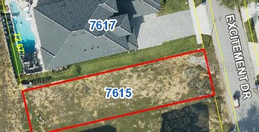 This lot is located in Reunion Resort, the most sought after resort in the Disney Area.  There is no timeline to build.  You can live full time, part time or build an investment property in Reunion.  Seller has a list of approved builders and floor plans for the lot. The seller of the lot is the same seller of the home that is listed at 7617 Excitement Drive.  Both can be sold together if desired.  Live, Vacation, and Invest in REUNION! A Gated Community, Reunion is home to 3 Signature Golf Courses, the Nicklaus, the Palmer and the Watson. It is A Golf Cart Friendly community that is filled with activities for all, including Tennis, Putt-Putt, A Golf Simulator, Pickle Ball, Member Events, Parties and a world class Waterpark including its own lazy river! Reunion is super close to theme-parks, shopping, and beaches and is minutes to Disney. Don't let this one get away-