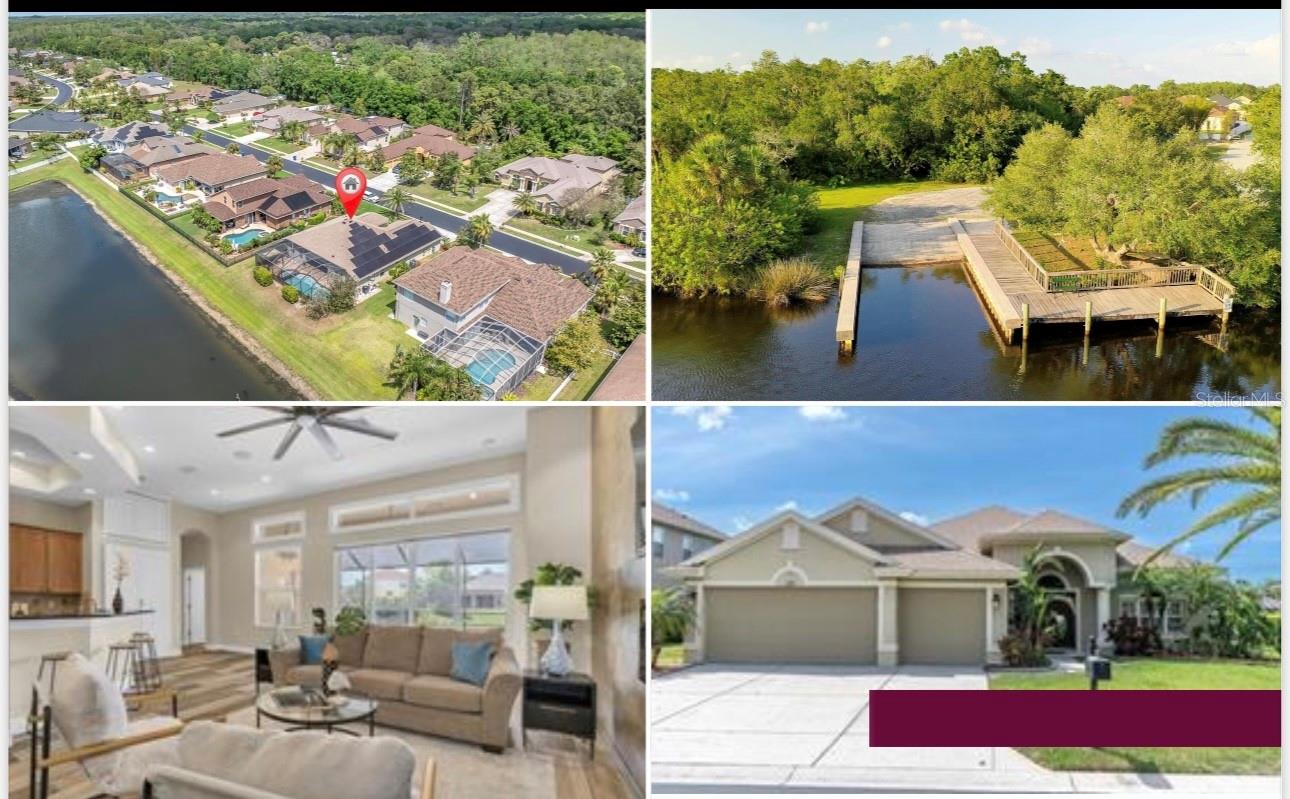 This beautifully maintained 4-bedroom, 3-bathroom pool/spa solar home is located in the highly desirable, gated community of Magnolia Estates in the Trinity/New Port Richey area. NO FLOOD ZONE. Designed for modern living, this home features energy-efficient solar panels that significantly lower utility costs. (only 30.00 month for Duke maintenance) With a newer roof and newer AC, this home offers peace of mind for years to come. As you walk through the grand double doors, its will be hard not to notice the soaring ceilings and the natural sunlight floods the home, making everything feel bright and airy. The kitchen is a culinary haven with solid wood cabinets, sleek granite countertops, and a custom pantry closet that will have you swooning. Newer Porcelain tile throughout most of the home for easy cleaning. The owners suite offers a separate mini split for those of you that like a cooler room, dual closets, and the bathroom has been beautifully updated featuring dual vanities, a luxurious soaking tub, and a shower fit for royalty. Picture yourself lounging by the sparkling pool, gazing out over the peaceful pond, or heading out for an afternoon of fishing, kayaking, or boating—all from your private community boat ramp just steps away with access to the Anclote River and Gulf of Mexico. With smart home features, you can easily control various aspects of the home via smartphone. The community offers exclusive amenities such as a private boat ramp, fishing pier, playground, gated and more all while maintaining low HOA fees and no CDD. No flood required. Conveniently located near beaches, shopping, dining, hospitals, bike paths, and all the coastal charm this area has to offer. 10 minutes from Tarpon Springs! Making it the perfect location for outdoor enthusiasts.
Welcome to your new home, where every day feels like a vacation! Roof-4 yrs. Ac 6