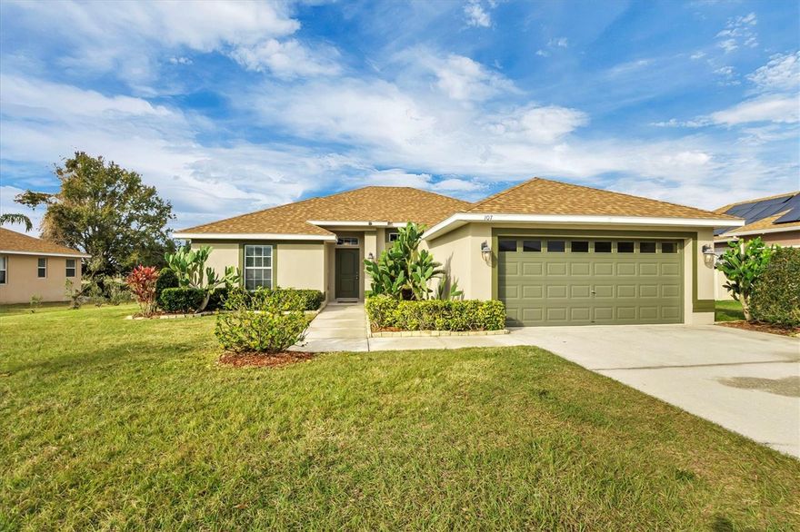JUST LISTED! New Roof, New Interior Paint, Move-In Ready, SE Winter Haven Gated Community! Welcome to this move-in ready single-story 4-bedroom, 2-bath home featuring a NEW ROOF and fresh interior paint, located in desirable SE Winter Haven within the Mandolin gated community. With a bright open floor plan, cathedral ceilings, and a split-bedroom layout, this home offers comfort and functionality.

The eat-in kitchen provides abundant cabinet space, a breakfast bar, and major kitchen appliances included, opening seamlessly to the main living area, perfect for entertaining and everyday living. Step through the sliding doors to your enclosed lanai, an ideal spot for morning coffee, game nights, or simply relaxing with views of the spacious backyard. The large backyard offers plenty of room for pets, play, gardening, or creating your own outdoor oasis.

The primary suite features a walk-in closet and en suite bath with a walk-in shower, while a secondary bedroom also offers its own walk-in closet, giving everyone extra storage and space. Located close to shopping, dining, medical facilities, and major roadways, this just-listed home in SE Winter Haven offers peace of mind, modern updates, and the security of a gated community. Schedule your private showing today!