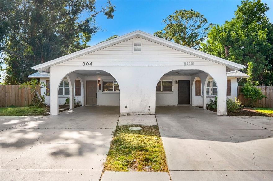 Discover incredible flexibility with this well-maintained duplex featuring two separate units, both currently vacant and ready for immediate tenant and/or owner occupancy. Whether you’re looking to generate rental income right away or explore future redevelopment potential, this property delivers outstanding possibilities.

The layout includes a 3-bedroom, 1-bath unit and a 2-bedroom, 1-bath unit, each offering a 1-car carport with attached laundry and storage rooms for each unit for added convenience. A brand-new roof (April 2025) provides lasting peace of mind and reduces future maintenance costs.

With a projected gross annual income of approximately $43,200 and an estimated net income of $35,000, this duplex presents a strong investment case—perfect for adding to your portfolio or creating a flexible living arrangement where you can live in one unit and rent out the other.

Ideally located just minutes from the Sarasota-Bradenton Airport, US-41, shopping, dining, waterfront parks, and the Gulf beaches, this property combines convenience, income potential, and long-term value.

Whether you’re an investor seeking immediate returns or a homeowner wanting flexibility and future upside, this duplex checks every box.