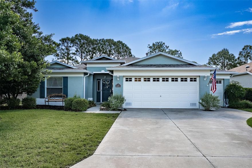 SUMMERGLEN GOLF COURSE COMMUNITY Lot 740.  GOLF COURSE VIEWS from this Monteverde II Floorplan are perfect with NO REAR NEIGHBORS ever!  This 1810 sq ft home overlooks The Open Fairway On Hole #6. **2025 ROOF 2011 AC** Home Features Tiled Entry With Coat Closet In Your Spacious Foyer Leading Into A Huge Living Room/Formal Dining Space With Oak Floors. Triple Sliders Open into a Large Screened Lanai with An Amazing View. Eat in Kitchen Features Stainless-Steel Appliances With Gas Stove, Quartz Breakfast Counter, Real Wood Maple Cabinetry with bottom cabinet pullouts, Dual Pantry, and Plantation Shutters. Master Suite Also Boasts Plantation Shutters and beautiful new laminate flooring.  Master Bath Offers Double Sink Vanity, Tiled walk-in Roman Shower, Separate Water Closet, and huge walk-in closet.  Guest Rooms, both with new laminate flooring are Secluded From Master Suite and Share Their Own Bathroom With Tiled Tub/Shower. The home is set up for multi-generational living if wanted as current owners are utilizing that option at this time.  Large Indoor Laundry Room Has Sink and Window giving that natural lighting. Two Car Garage Has Additional Golf Cart Door Entry And Pull Down Stairs for Storage as Well As A Ceiling Fan. HOA fee includes mowing/edging of yard, garbage pickup including recycling, Spectrum Bronze Tier 1 TV and 1 Gbps internet, as well as access to all amenities. Did I mention ALL of the community amenities? All this and more located in an active, gated community featuring club house with lounge area, on-site restaurant and meeting rooms, tons of activities & 70 clubs plus bocce ball, pickleball, tennis courts, softball, heated pool & spa, RV parking, dog parks, and tons more! All of that along with a $30 food and beverage Credit to be used at the new Community Restaurant, "Tavern at the Glen". Close Proximity to I-75, Ocala Proper, The Villages, And Belleview. DON'T PASS THIS ONE BY!
