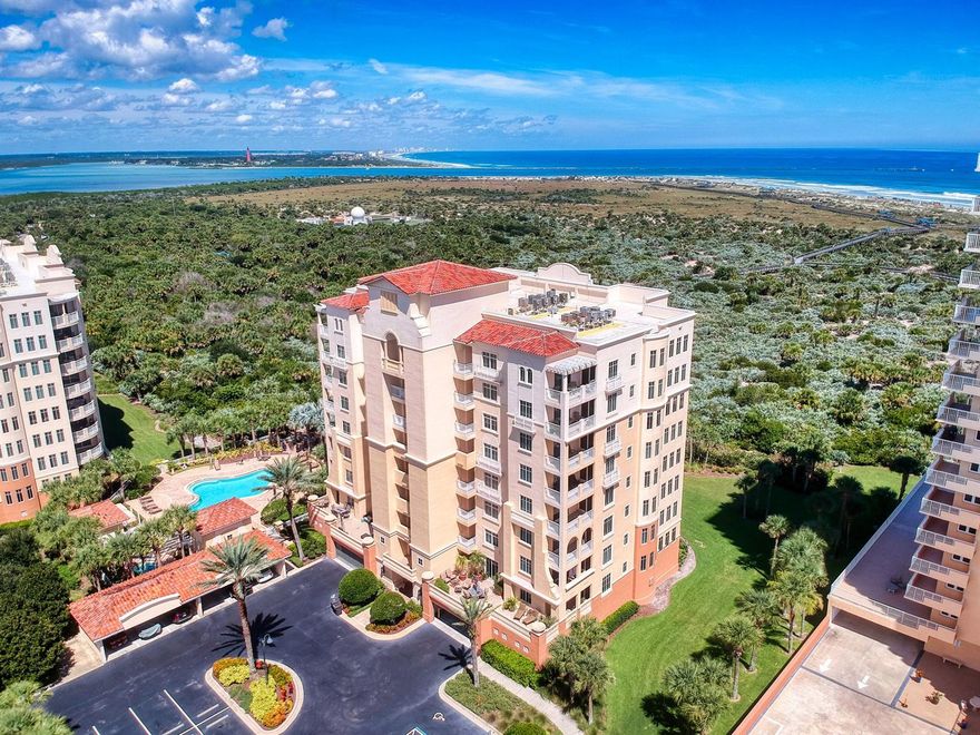 Here is your chance for slice of paradise on the beach !!! Life is short and it does not get any better than this condo.  Amazing Ocean Views overlooking the Ponce Lighthouse, Inlet and the Atlantic. An end unit located in the Salina Building of the Hammocks. It has two balconies, crown molding, granite counter tops, split floor plan and upgrades throughout. Tommy Bahama furniture included.  Private access to each balcony from two bedrooms. Master Bathroom has a garden tub, his/hers sinks and separated shower. Views from master bedroom and living room are incredible. Great split open floor plan.  This community fronts both the Atlantic Ocean and River with Smyrna Dues Park to the North with miles of walking area. Grand Entrance with brick pavers, palm trees, and guard gate. Hard packed sandy beach for miles of exploration. Grab your favorite beverage and soak it all in from your own private balcony with the sound of the ocean. Enjoy the dog friendly beach on the river close by. This Resort Community features twin pavilions (beach/river), kayak storage, private marina with boat slips, docks, club house with library/lounge area/kitchen, fitness center, tennis courts, large community pool, second pool (Hammocks), bar-q grills and beach/river access. Truly it is the best that New Smyrna has to offer in the resort living. Easy to show. ;Water: City