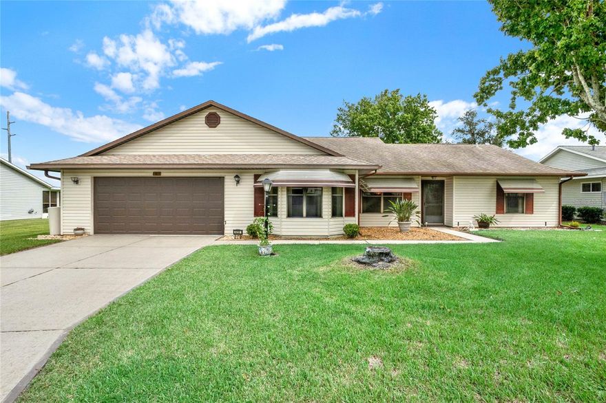 PRICE IMPROVEMENT!!  SELLER SAYS BRING YOUR OFFER! This 3 bedroom 2 bath single family residence is located in the sought-after 55+ community of Highland Lakes and features WATER VIEWS - NO REAR NEIGHBORS - SOLAR PANELS - CULLIGAN whole house WATER SOFTNER system - PREMIUM LAMINATE WOOD-LOOK FLOORING added in 2019 - Natural Gas WATER HEATER replaced 2017 - HVAC 2016 - Over-sized garage with 550 sf - pull-down attic stairs with decking for added storage - KNOCK-DOWN CEILING texture - SKYLIGHTS - GUTTERS - Split bedroom floor plan, ALL appliances convey, including washer and dryer - MINI-SPLIT air conditioner for year around enjoyment of the Florida Room!
Highland Lakes is a gated 55+ community situated in Central Florida just south of Leesburg & offers residents the following amenities: Recreational Clubhouse with two swimming pools; indoor (heated) & outdoor, a softball field, an indoor arena with a stage for comm. events, kitchen, billiard/ping pong rm., 6 tennis courts (2 courts are lighted & 4 courts have a cushion surface), 8 lighted shuffle board courts, bocce ball courts, pickleball, 7 horseshoe pits, covered picnic pavilion with picnic tables & grills to barbeque, library, meeting/card room, exercise room/fitness, craft room, golf driving range, RV/boat storage is also included & has 260 spaces on a secured lot (fenced & lockable), a Craftsmen building/woodworking shop (homeowners can join the club for only $12 annually and use any/all tools available), there's also a Nature Trail within the community & seven lakes scattered throughout Highland Lakes; 4 are used by residents for catch & release (fishing)!
Highland Lakes is undergoing some renovations: The front entry fountains and signage transformation begins on Monday, Oct. 23. Clubhouse exterior painting should be completed by mid November. Fitness Center renovation starts in November. Pool tables are being re-felted and expected to be completed this month (Oct.). Some of the tennis courts are scheduled to be re-surfaced in December.