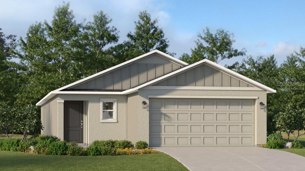 One or more photo(s) has been virtually staged. Under Construction. Welcome to the warm and inviting Belmont. This new home is laid out on a single level for low maintenance living. Two secondary bedrooms share a bathroom in the hall at the front of the home, while the owner’s suite is tucked into the back corner with an attached bathroom and walk-in closet. Down the foyer is the open-concept living area, which includes a fully equipped kitchen, an intimate dining room and family room with patio access. Completing the home is a convenient two-car garage. Ranches at Lake McLeod is a masterplan community located in the lovely city of Eagle Lake, FL. This tranquil community provides quality block construction, innovative designs, with brand-new appliances. All homes come standard with Connected Home features. Amenities include: Club house, fitness center, pool, dog park, volleyball, pickleball, basketball, dock, roving patrol, and playground. Conveniently located near shopping, restaurants, parks, schools, and close proximity to major roadways. Eagle Lake is just a short distance from ample outdoor recreation, and more in nearby Winter Haven. Popular attractions include Chain of Lakes Sports Complex, Legoland, Lake Ned and the downtown strip. Stake out your homesite at Ranches at Lake McLeod.