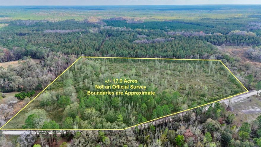 This 17.9 acre tract in Union County offers a diverse mix of rural land features suitable for recreation, hunting, or a future homesite. The property has been recently surveyed and includes approximately 1,237 feet of frontage along a county maintained road, providing convenient access and multiple potential entry points.

Located just minutes from the town of Lake Butler and approximately 12 miles from Lake City, the tract sits in a quiet rural residential area surrounded by larger timber holdings and agricultural land. This setting contributes to a landscape that supports wildlife movement and natural habitat while still allowing convenient access to nearby services, schools, and shopping.

The property lies entirely within Flood Zone X according to available mapping, which generally indicates areas with minimal flood risk. A small wetland slough of roughly half an acre runs through part of the tract, adding habitat diversity and seasonal water sources that may attract wildlife.

The land features a combination of open areas, natural hardwood edges, and wooded cover. Trails have been established throughout the property, allowing access to different sections of the land and creating a layout that is functional for recreational use. Several established shooting lanes and deer stands are already in place, and the surrounding timber tracts contribute to consistent wildlife activity in the area. The property has been known to support populations of whitetail deer and wild turkey.

The terrain and layout also offers flexibility for future land use. After selective clearing, portions of the tract could accommodate a homesite, small farm, or rural homestead. The size and configuration may also allow the property to be divided after purchase, subject to county regulations and approvals.

Existing well infrastructure is present on the property but will require repair or modification before use. Buyers should evaluate the condition and determine any necessary improvements.

With its road frontage, recently completed survey, and location in the heart of North Florida's rural landscape, this tract presents an opportunity for buyers seeking acreage that supports outdoor recreation, wildlife habitat, or a potential country homesite. The combination of access, natural features, and surrounding land use contributes to a setting that reflects the character of rural North Florida.