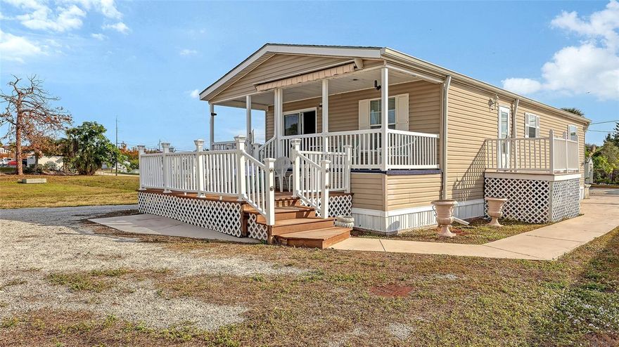 Welcome to easy Florida living just minutes from Venice Island—right over the bridge! This 2005 manufactured home offers a rare opportunity with NO HOA, NO lot rent, and NO age restrictions, giving you true homeownership with complete freedom. Enjoy the convenience of being within walking distance to popular restaurants, bars, and local favorites, all while staying close to beaches, shopping, and entertainment.
This home is turnkey furnished and features an open floor plan with a dedicated dining room, perfect for everyday living or entertaining. The interior includes an inside washer and dryer and is connected to City of Venice water and sewer. Outside, you’ll find standout features rarely available—a HUGE covered carport with plenty of room for extra parking, plus boat and RV storage. The oversized storage shed with electric offers excellent space for tools, hobbies, or additional storage. With no park rental restrictions, no HOA fees, and an unbeatable location close to Venice Island and the legacy trail, this property is ideal as a full-time residence, seasonal getaway, or investment opportunity. Don’t miss this unique chance to own near the heart of Venice without the usual limitations.