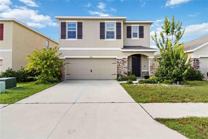 Check out this stunning all-block two-story, five-bedroom, three-bathroom home in a gated community. Step inside to an open-concept main floor designed for modern living and effortless entertaining. The stylish kitchen features granite countertops, a spacious island, stainless steel appliances, and a walk-in pantry, flowing into the living and dining areas. There is a full bedroom and bathroom on the main level, ideal for guests, a home office, or a playroom. You will love the private backyard oasis complete with a pavered patio, covered area, a large grass area, and a 6-foot privacy fence. This space offers the perfect blend of comfort and style for year-round outdoor living. Upstairs includes the luxurious owner’s suite, featuring a walk-in closet and an ensuite bath with dual vanities, a walk-in shower, and a linen closet. Four additional generously sized bedrooms share a well-appointed full bathroom with double sinks and a tub/shower combo. A convenient upstairs laundry room and multiple storage closets complete this family home. Don’t miss the chance to own this amazing property located in the Sarasota School District and just minutes from Sarasota Christian and Cardinal Mooney High School. LOW HOA / NOT IN A FLOOD ZONE!