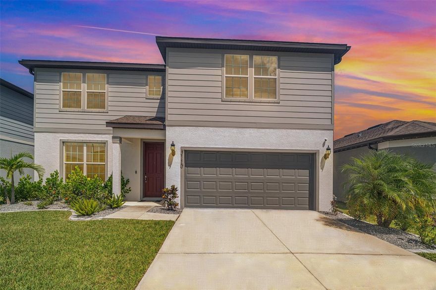 Offers 1% lender credit at closing. Welcome to your dream home! This stunning 4-bedroom, 3.5-bath residence seamlessly combines modern elegance with functional design. The beautifully upgraded kitchen features Ellis white cabinets, quartz countertops, Arctic White backsplash, stainless steel appliances (including refrigerator), a spacious center island, and a walk-in pantry—perfect for the home chef. The first floor offers a private owner’s suite, an enclosed flex room, a fully updated laundry room with washer and dryer, and an oversized covered lanai ideal for outdoor entertaining. Upstairs, enjoy a versatile loft area that can serve as a game room, home office, or media space. Additional highlights include an epoxied garage floor, a reverse osmosis water system, updated front landscaping, window blinds throughout, and so much more!