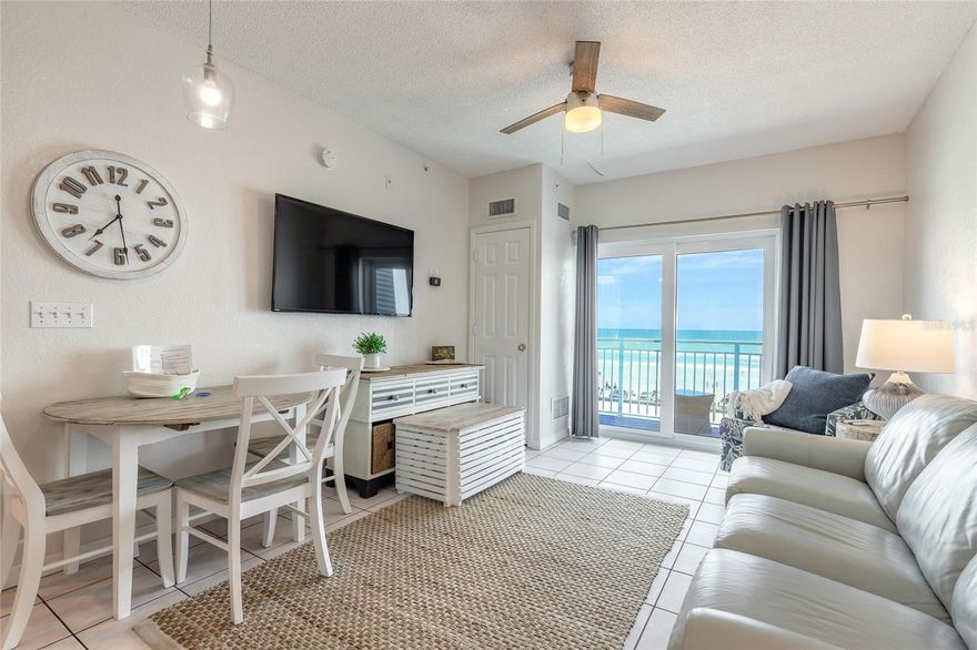 Direct oceanfront 1-bedroom, 1-bath condo at Coconut Palms Beach Resort. Located on the 3rd floor, this fully furnished and turnkey condo home offers breathtaking ocean views from the living room, kitchen, and primary bedroom, plus a private balcony perfect for enjoying sunrises over the Atlantic. The open floor plan maximizes natural light and coastal charm and has tile floors throughout. Ceiling fans in all rooms. The kitchen has granite countertops, wood cabinets.  HOA fees include electricity, cable, internet, water, and more. Resort-style amenities include two pools (one heated), fitness center, sun deck, BBQ area, direct beach access, and onsite laundry. Located close to Flagler Ave and 3rd Ave shopping, restaurants and entertainment.  This property would be a perfect vacation home or investment property.