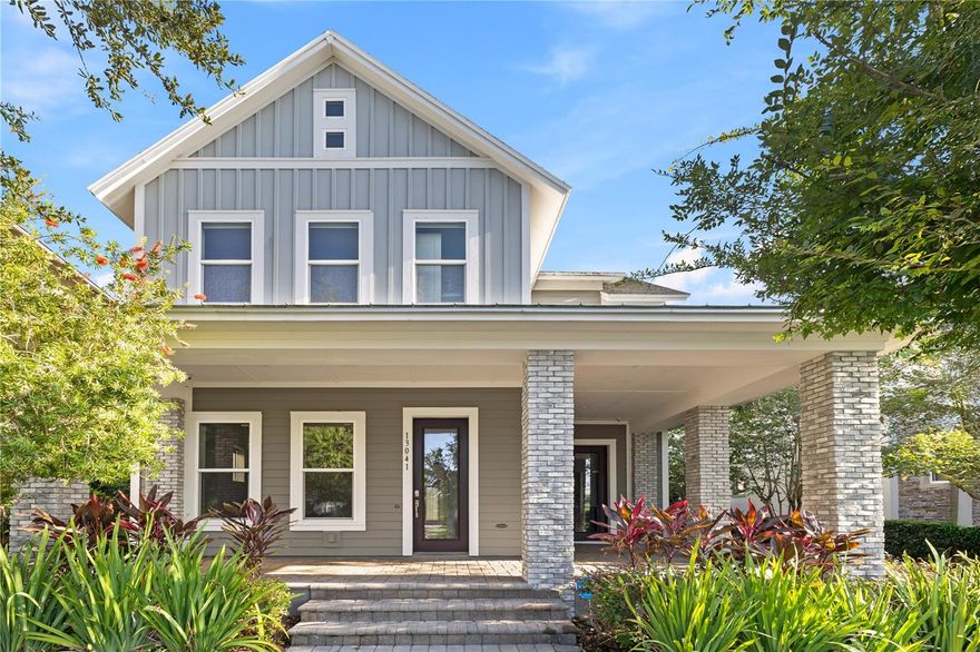 Live in style in this stunning and fully upgraded home on a quiet street with breathtaking water views. Features include a custom 2024 outdoor kitchen, heated saltwater pool and spa, Sonos sound system indoors and out, and an upstairs media room. The gourmet kitchen offers quartz countertops, stainless steel appliances, wine refrigerator, and a large island for entertaining. The first-floor owner's suite includes a spa-style bath and walk-in shower. Additional perks: whole-house water softener, owned propane tank, fully fenced yard and access to Laureate Park's award-winning amenities. Available now!