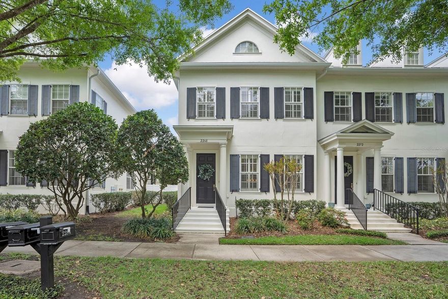 Stunning end-unit townhome in the heart of Baldwin Park, offering park views, an oversized private backyard, and over 2,000 square feet of beautifully appointed living space. The open layout features a formal living room and dining room, perfect for entertaining, along with a family room off the kitchen that keeps daily living connected and comfortable. The gorgeous kitchen showcases granite countertops and a dinette area, opening seamlessly to the family room with serene backyard views. Upstairs, the spacious primary suite impresses with a large professionally built-out walk-in closet and a luxurious en suite bath featuring a soaking tub and walk-in shower. A second bedroom, full bath, and a versatile bonus room — ideal as a home office, playroom, or easily converted to a third bedroom — complete the upper level. Every closet in the home has been custom built out for maximum function and storage.Outside, the backyard is one of the largest you will find in a Baldwin Park townhome. The 1,000 SF outdoor living area was fully remodeled in Fall 2024, featuring beautiful pavers, a composite deck, Tivoli lights, and a drip-feed irrigation system serving lush, beautifully landscaped planters. Exceptionally private and made for Florida living. A detached two-car garage completes the property. Additional upgrades include Brazilian Cherry engineered wood floors, crown molding, LED downlights, plantation shutters,  and major recent improvements HVAC 2020 and a new water heater 2026 — this home is immaculate and truly move-in ready. Baldwin Park is one of Central Florida's most beloved communities, offering resort-style pools, fitness centers, and an abundance of parks and playgrounds. The Village Center brings shops, restaurants, and a vibrant neighborhood energy right to your doorstep — all just minutes from downtown Orlando, Winter Park, and everything the region has to offer.