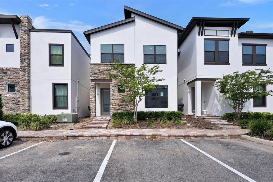 Imagine entering the gates of your private enclave and arriving at this beautiful 4-bedroom, 3-bathroom residence, designed for comfort and connection, with proximity to everything that matters. Durable tile, soft carpet, sleek quartz countertops, modern cabinetry, and high ceilings are key notes in creating a well-appointed space that offers an up-to-date style, ready and waiting to become your home away from home or a source of extra income, including short-term rentals, which are permitted in this community. The double slider from the living room seamlessly extends the living space outside, while the paver deck and private pool are perfect for those sunny Florida days, providing a design fit for any occasion. The community also provides amenities for residents, including a sparkling pool, clubhouse, and fitness center. Location is another advantage here, with a Publix-anchored shopping plaza just 0.7 miles away, making errands and everyday shopping effortless, while I-4 access is 2 miles away, and ChampionsGate Golf Club is just three miles away; a prime situation for any golf enthusiast. Major attractions are also within reach: 10 miles to Disney and Old Town, and straight down I-4 leads to Universal, International Drive, and more, putting numerous entertainment and dining options at your fingertips. Schedule your private showing today and experience this ideal combination of contemporary finishes and strategic location firsthand.