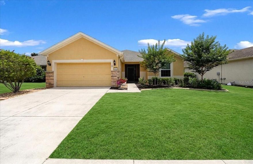 Tucked within this 55+ active community of Del Webb Stone Creek, this thoughtfully maintained Stetson model offers the perfect blend of comfort, functionality, and everyday ease. Featuring 2 bedrooms, 2 bathrooms, a versatile flex room with glass doors, and a 2-car garage, this home has been carefully updated and lovingly cared for. From the moment you arrive, the re-landscaped exterior, added ledge stone accents, screened front entry, and welcoming front door with sidelight create a warm first impression. Inside, high ceilings, rounded corners, updated lighting, and upgraded wood laminate and tile flooring throughout — with no carpet — give the home a clean and inviting feel. Natural light fills the enclosed lanai, creating a cozy space to enjoy morning coffee, hobbies, or quiet afternoons year-round.
The kitchen is designed with both style and convenience in mind, featuring roll-out cabinet trays, pantry storage, a new refrigerator, microwave, garbage disposal, and LED lighting throughout the home. The spacious owner’s suite includes a walk-in closet and updated shower doors in the private bath. Additional features include custom window treatments, updated fans and fixtures, an inside laundry room, water softener, irrigation system, fenced backyard, and gutters with underground drainage. Major updates provide added peace of mind, including a roof replaced in 2023, hot water heater replaced in 2024, all windows replaced in 2025, air conditioning replaced in 2019, and garage door opener and spring replaced in 2026. The washer and dryer, replaced in 2023, are also included in the sale. In a community known for its active lifestyle, beautiful surroundings, and welcoming atmosphere, this Hanover model offers more than just a place to live. Del Webb Stone Creek is an active 55 plus community which offers 24-hour security, a fitness center, spa, pool tables, gathering area, basketball, dog park, pickleball courts, softball, tennis, OUTDOOR & INDOOR heated resort-style pool, hundreds of social clubs and activities, walking & bike paths, catch & release fishing pier. For additional fees a golf course, full restaurant and cafe' located in the community. This community is centrally located to shopping, doctors, restaurants, entertainment and other golf courses to explore. Don't miss this opportunity!