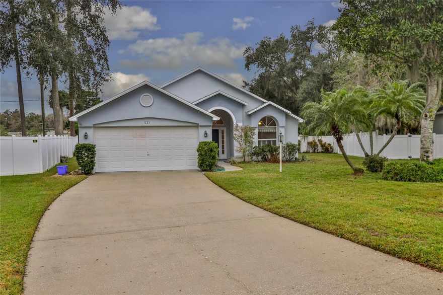 Fantastic Location in New Smyrna Beach.  Centrally located in Century Woods Subdivision is in close proximity to 2 Golf Courses, Canal Street Shopping, and a short drive to the Beach.  Home is located on a Cul de Sac in a quiet neighborhood with Sidewalks. Larger corner lot with a fenced yard, and beautiful mature landscaping surrounds this home.  The homes features a Semi-Open Floor plan.  Enter into a spacious Living Room, Dining Room area with Vaulted Ceilings adjacent to the Kitchen.  Eat in Kitchen and Kitchen Bar that opens up to the Family Room.  Large Florida Room which is an enclosed porch overlooks the backyard. The Master Bedroom overlooks the backyard as well.  Home has Hurricane Shutters and some Built in Hurricane Shutters throughout.  Annual HOA is approx. $370.00 per year which covers Common Areas in Subdivision.  Home shows great and looking for new Owners to make it their own.  All information and dimensions are approximate and should be verified by the Buyer. ;Water: City