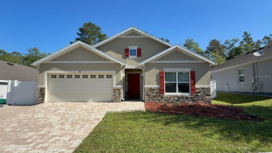 Welcome to this beautiful Florida Contemporary home located in the Country Club Village in Deland. This home has been meticulously maintained and shows pride of ownership. This home features 4 Bedrooms - 2 Baths with a 3-way split plan configuration, perfect for today’s lifestyle. The spacious entry flows into the center of the home featuring a beautiful Kitchen with an expansive island, overlooking the dining and living areas, Stainless Steel Appliances, Quartz Solid Surface Counter Tops and an Oversized Pantry.  This home features two bedrooms and a full bath in the front of the home, an additional bedroom in the center of the home, perfect for an office or a den and the primary suite located in the rear of the home overlooking the beautiful paver patio. The Primary suite features a double vanity, tile walk-in shower, an expansive walk-in closet and oversized linen closet. This home also features a spacious Covered and Screened Patio, overlooking a professionally installed paver patio ideal for outdoor dining, grilling and relaxed gatherings. In addition, this home features a comfortably sized 2-Car Garage with plenty of parking in the Brick Paver Driveway. Enjoy the Low- maintenance finishes, abundant natural light, and thoughtful separation of guest and private spaces make this home comfortable and perfect for todays lifestyle. Call today to schedule your private viewing!