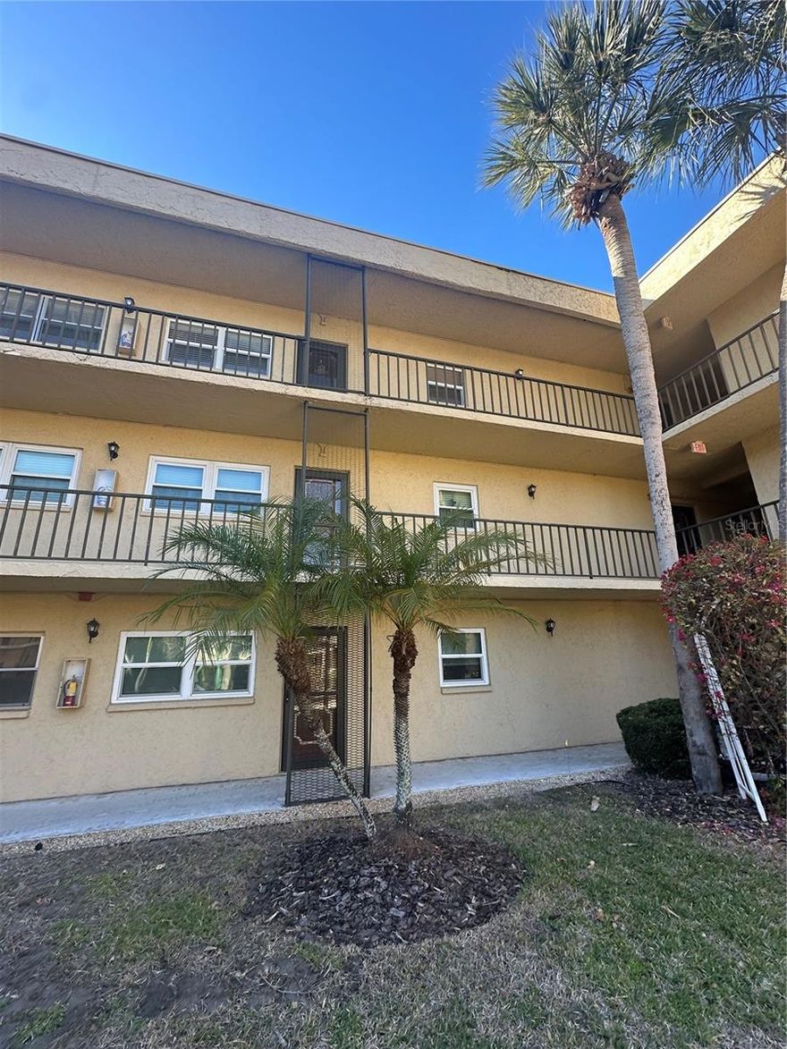 Perfectly updated first floor one bedroom one bath turn-key condo in the desirable Water's Edge. This quiet but active 55 plus community is located just a mile and a half from Indian Rocks Beach and it is not in a flood zone! No storm damage here. The custom kitchen is amazing, with newer appliances, custom built cabinets with great storage, and quartz countertops. New LVP flooring in 2019, all new hurricane rated windows 2019, HVAC-2019, water heater 2024. The Bathroom has a shower/tub combo, new vanity and new tile flooring to match the flooring on the beautiful peaceful lanai. The bedroom accommodates a king-sized bed and the closet space is great. Plenty of windows make this condo Light and bright and a beautiful courtyard out front and lovely wooded garden area to the rear ensure a peaceful Florida lifestyle! There is also an outside assigned storage space, a beautiful clubhouse, heated pool, spa, grilling area and a viewing platform on the lake with a relaxing gazebo and colorful gardens. Sold furnished for seller's convenience.