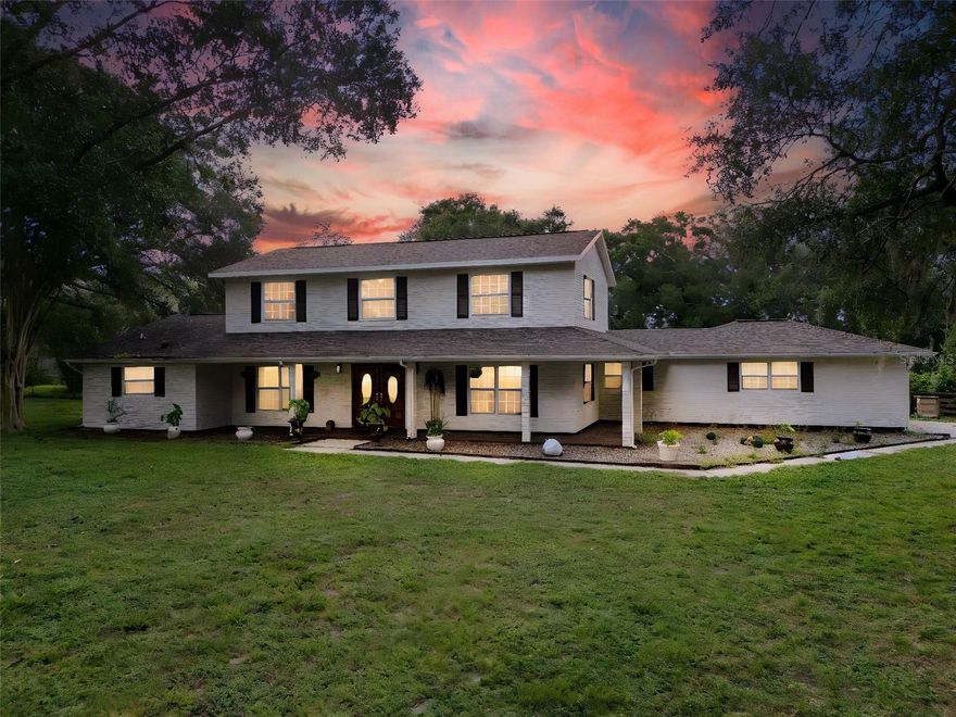 Nestled in the equestrian-friendly community of Wolfbranch Estates, this 4-bedroom, 2.5-bath home sits on a generous 2.3-acre lot offering both modern upgrades and timeless country character. Recent updates blend seamlessly with unique features such as a replica country wall oven and a natural spring-fed well, preserving the home's rustic charm.
Inside, you'll find no carpet throughout, a first-floor primary suite with dual closets, a formal dining room, office, family room, and an oversized kitchen with granite countertops overlooking the screened pool and lanai. The impressive 2,000 sq. ft. detached garage opens the door to endless possibilities whether as a home office, storage, or the ultimate car enthusiast's workshop.
The backyard fence has an alternate entrance that connects directly to neighborhood riding trails as well as convenient access to Oak Haven Farms & Winery. Recent upgrades include: fresh interior/exterior paint, new pool pump, epoxy garage flooring, luxury vinyl plank flooring throughout, updated fixtures, refaced cabinets, and new bathroom toilets.
Bring your finishing touches and make this home your own!