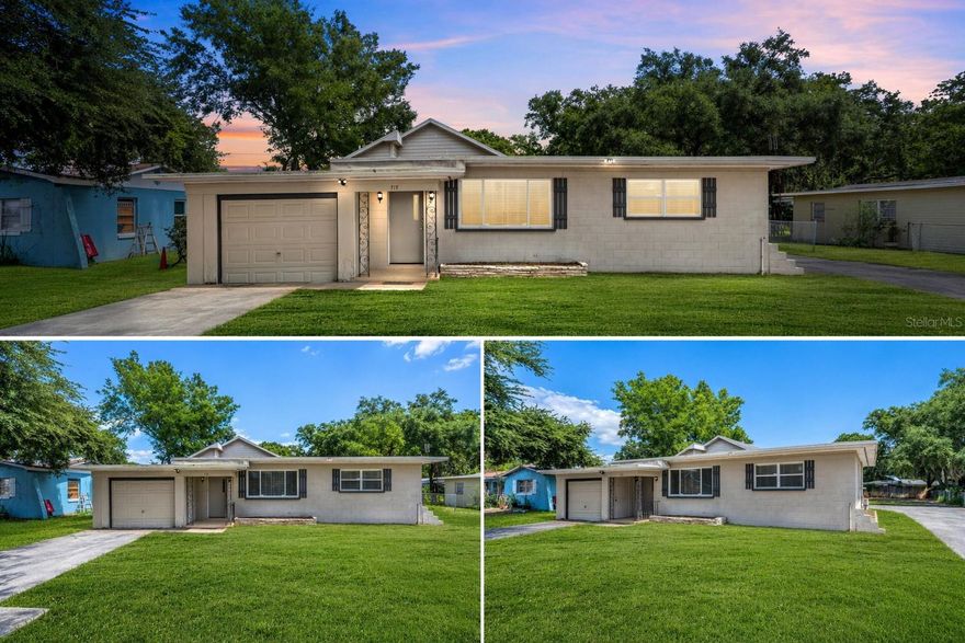 Must see this affordable 3-bedroom, 2-bath concrete block home in a great location with no HOA! The fenced backyard offers privacy and plenty of room to enjoy the outdoors, and the large, covered porch is wheelchair accessible perfect for relaxing or entertaining.
As you walk through the front door you are welcomed into the living room of the original home. To the right you will find two bedrooms and a full bath. Continue through to the kitchen and then large open family and dining area, where the 2008 addition opens up the home beautifully. Tucked privately in the back of the addition is the primary suite, this is ideal if you are looking for a split plan home.
The home also features a large laundry room plus an incredible oversized storage room that is large enough to be converted into an efficiency apartment, workshop, or craft room the possibilities are endless!
The primary bedroom features newer carpet, while the rest of the home is finished with easy-care tile flooring.
Major updates give you peace of mind: HVAC replaced in 2022, Water Heater 2019, newer stove and microwave, and the home has been freshly painted throughout. Permitted addition in 2008. New Roof 2008.
This one has it all — space, updates, a great location, and no HOA. Don't wait, schedule your showing today!