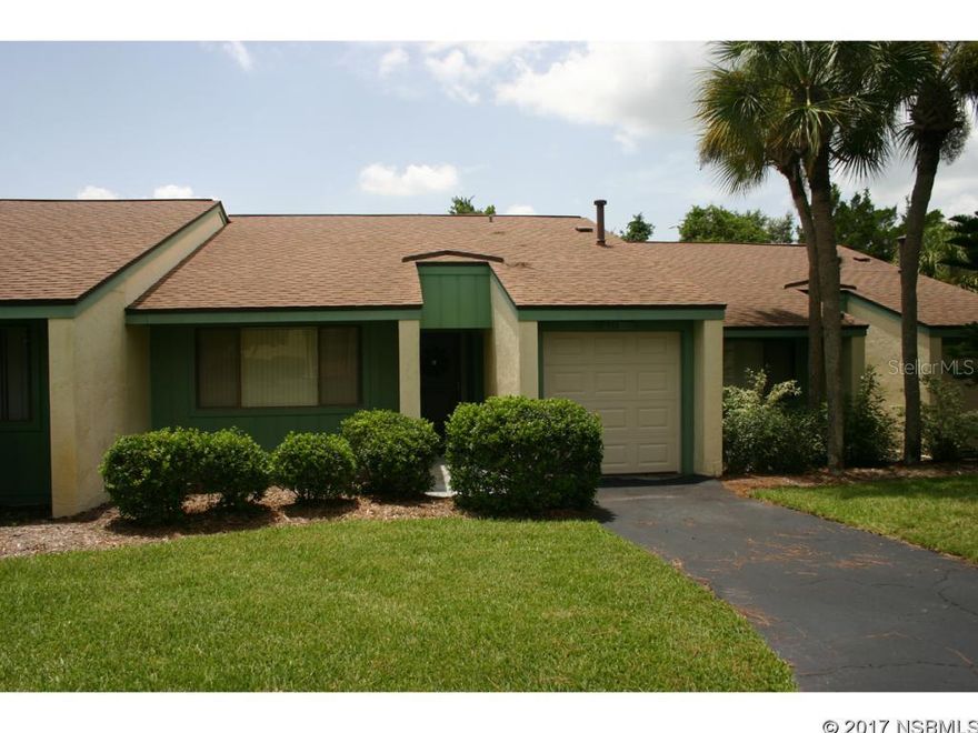 Single story Pine Valley condo located in Sugar Mill Golf & Country Club. Lovely 2 bedroom 2 bath with a golf cart garage. in gated Sugar Mill, 2/2 with golf cart garage. Carpet throughout with tile in the kitchen and bathrooms. Community pool. Available furnished or unfurnished. W/D. NO PETS.