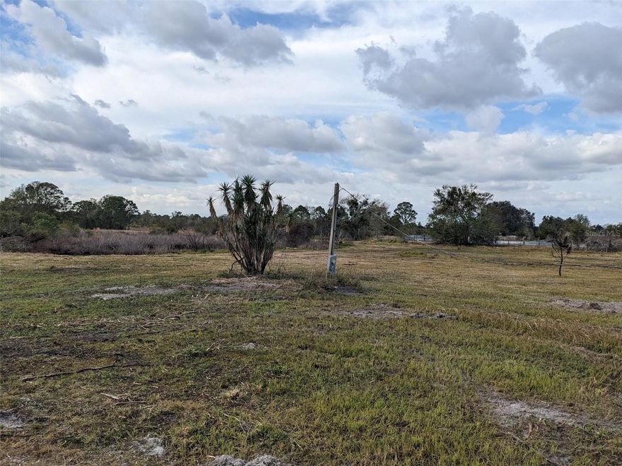Vacant land with well, septic and two power poles.