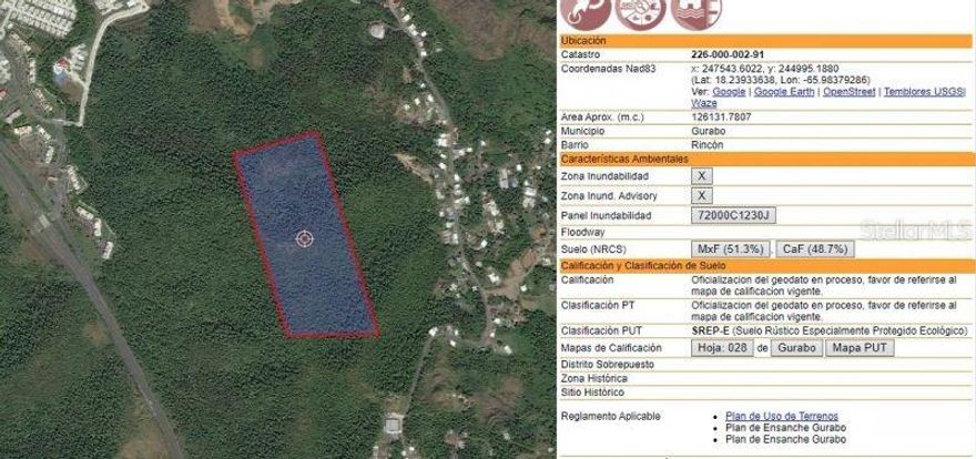 Land located at Carr 30 & Carr 203 Villa del Este Bo. Rincón, Gurabo - Caguas, with the following specifications: 

-Sq/Mts: 168,809 
- Acres: 41.71 
-Flood Area: No 
-Zoning: UR (Urban Developable - Land) 

Any offer to be submitted for this property must be made through the propoffer platform, call us and we will gladly assist you!