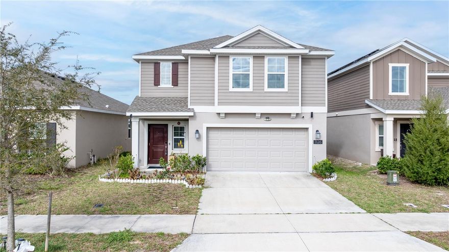 Spacious 4-bedroom, 2.5-bath home with a 2-car garage located in the desirable Astonia community in Davenport. This two-story home features an open floor plan with a large living area that flows seamlessly into the dining space and kitchen, complete with a generous island, ample cabinetry, and stainless steel appliances. Sliding glass doors provide access to a covered lanai, offering a comfortable space for outdoor relaxation. The second floor includes a private primary suite with a walk-in closet, dual sinks, and a walk-in shower. Three additional bedrooms, a full bath, a versatile loft, and an upstairs laundry room provide both space and functionality. This home is equipped with solar panels to help reduce electric costs, and lawn care is included in the rent. Additional features include quartz countertops and tile flooring in wet areas. Located near Posner Park shopping and dining, with easy access to I-4, this community also offers amenities including a resort-style pool and playground.