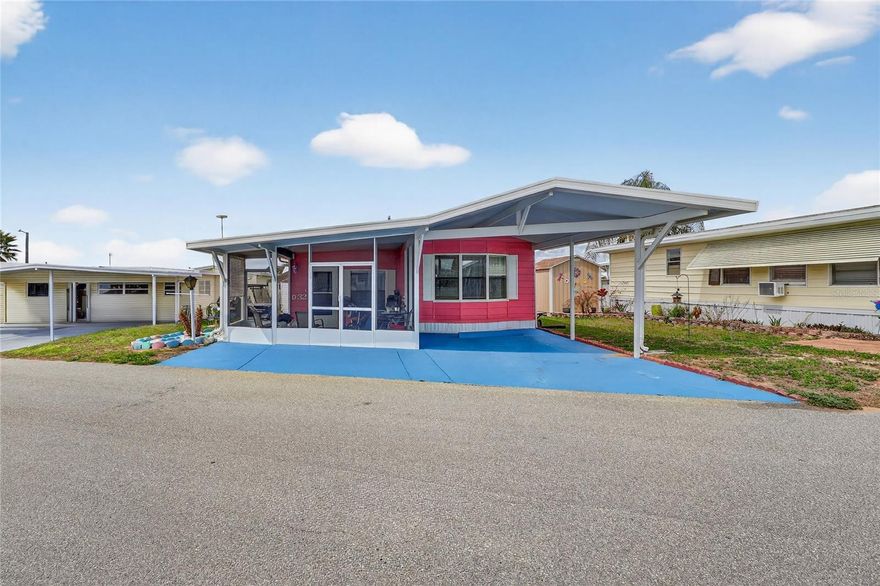 Welcome to your Florida retreat in the desirable 55+ community of West View Ridge Resorts in Haines City, where you own the land and enjoy a relaxed Central Florida lifestyle. This well-maintained 1 bedroom, 1 bathroom manufactured home offers an inviting open floor plan that connects the kitchen, dinette, and living room, creating a bright and comfortable living space. Laminate flooring runs throughout the home, adding warmth and easy maintenance. A spacious Florida room provides additional living space and can be used as a hobby room, sitting area, or potentially converted into a second bedroom.
Step outside and enjoy peaceful mornings or relaxing evenings on the screened front porch, perfect for coffee or quiet time. The property also features covered parking for two vehicles plus a golf cart, making it easy to get around this welcoming golf-cart friendly community. Additional features include a workshop and storage area with laundry space, a new storage shed with a small AC unit, and a nicely maintained yard with a private back patio area ideal for outdoor relaxation. The home is partially furnished, making it an easy move-in option for seasonal residents or full-time living.
West View Ridge Resorts offers an active and social lifestyle with amenities including a solar-heated community pool, pickleball courts, bocce ball court, mini putt-putt course, shuffleboard courts, and a recreation building, along with regular community activities such as bingo, cookouts, karaoke, and social gatherings. Conveniently located in the heart of Central Florida, the community is close to shopping, restaurants, medical facilities, and major roadways, with easy access to popular attractions such as Disney, Universal Studios, Legoland, and both Florida coasts. This charming home offers comfort, convenience, and the opportunity to enjoy the best of Florida living.