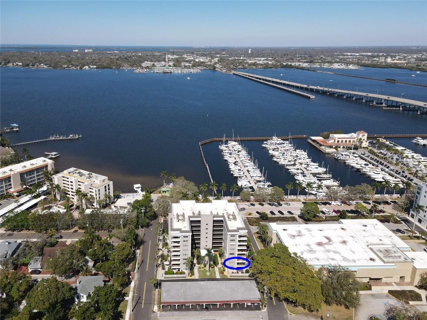 Prime location at the west end of the Manatee Riverwalk! Private lighted garage carport parking space is priceless! Air Condition unit replaced in 2024.   The 1-1/2 mile Riverwalk boasts a five acre park green space 400-seat amphitheater, downtown local events and celebrations. When’s the last time you walked to the Bank or Post Office? We are a walk-a-bout community next door to Barcarrota Public library, one block to neighboring Pier 22 Marina and restaurant, Bishop Museum & Planetarium, Manatee Performing Art Center for live theatre, Post Office, Banking, Main Street shoppes, Fine and Casual dining. Bordering the Village of the Arts populated by local Artists and specialty shoppes &  restaurants. Photos paint a picture but you make an appointment to visit to experience the ambiance. Both bedrooms have walk-in closets plus a bonus room. Residents share secure callbox entry, lobby/gathering room, all purpose room with caterer’s kitchen. library & half bath. Cable TV, Internet, Escrow Reserves Fund, Insurance, Sewer, Trash, and Water inclusive. Open Florida Power and Light FPL account and enjoy the the good life! Something extra! Local Ferry to Anna Maria Island and return. From the Riverview  is 8 mile direct route to sugar sand Gulf beaches, north to Anna Maria Island, south along Gulf Drive to St Armand's Circle & additional culture and arts. Direct 8 mile drive to Sarasota International Airport-one hour +- drive to Tampa International,  2 hours to Epcot/Disney World. Flights in/out from Sarasota International Airport or Tampa International airport.