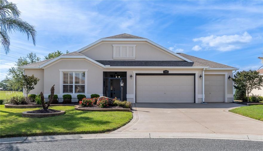 Welcome to 270 Matisse Ave, in a Cul-De-Sac, in the highly sought-after Village of Hadley in The Villages—a beautifully upgraded BRIDGEPORT Designer model offering the perfect blend of comfort, privacy, and location right between Lake Sumter Landing and Brownwood Paddock Square (“the 66’s”), with convenient access to the nearby Odell Recreation Center pool and amenities. Built with durable block and stucco construction, this home features a charming covered front entry and welcoming curb appeal enhanced by professional landscaping and a finished, painted driveway. Inside, you’ll find 9-foot ceilings throughout with elegant tray ceilings in both the spacious living room and primary suite, creating an open, airy feel. The thoughtfully designed split floor plan includes two guest bedrooms connected by a Jack & Jill bathroom with a beautifully remodeled shower, plus a convenient half bath for guests, making it ideal for entertaining or hosting family. One of the bedrooms have a Murphy Bed. The oversize kitchen and living spaces flow seamlessly to a 10x20 screened-in lanai, where you can relax and unwind in your in-ground 4-person spa while enjoying peaceful farm views with no rear neighbors—a rare and highly desirable feature in The Villages. Additional upgrades include plantation shutters throughout, a 7-foot garage door with retractable screen, and a spacious garage with 9-foot ceilings, offering both functionality and comfort,, granite counter tops and granite kitchen sink. This move-in-ready home combines location, upgrades, and lifestyle—making it a standout opportunity for buyers searching for a designer home in The Villages with privacy, spa, and premium finishes.
ROOF 2012 - AC 2023 - HWH 2020