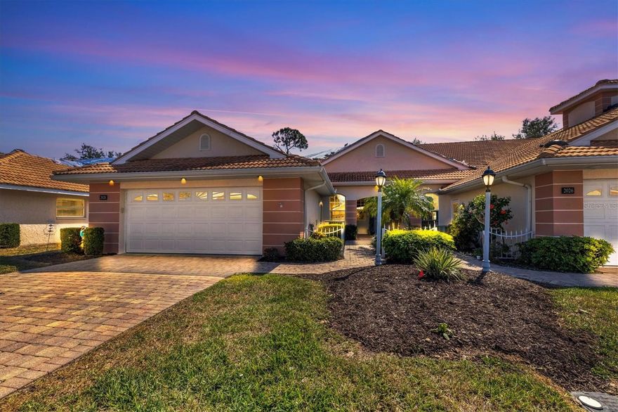 Welcome to this beautifully updated END-UNIT villa located in the gated community of Bobcat Trail, where tranquil surroundings and native
Florida wildlife create a peaceful setting. From the private, screened lanai, you can enjoy serene mornings and quiet afternoons in comfort.
Inside, the open layout features over 1600 square feet under air, 3 bedrooms, 2 full bathrooms, and an oversized 2 car garage. Recent renovations include luxury vinyl plank flooring throughout, fresh interior paint, plantation shutters, updated lighting and ceiling fans and new interior door hardware. The spacious kitchen is designed with granite countertops, a stylish tile backsplash, modern appliances, a large center island, abundant cabinetry, and a pantry for extra storage. The primary suite includes a generous walk-in closet and a well-appointed bathroom with dual sinks, granite counters, and a walk-in shower. A new roof was installed in 2024, offering added peace of mind. Bobcat Trail is known for its welcoming atmosphere and offers residents access to a community pool as well as a separate private pool reserved exclusively for villa owners, along with tennis and pickleball courts, a fitness center, a small library, and a clubhouse with regularly scheduled social events. Conveniently located just 30 minutes from Gulf Coast beaches and close to shopping, dining, and the Atlanta Braves Spring Training stadium, this home also benefits from being outside the flood zone. The CDD fee is included in the property taxes, and the HOA dues cover exterior maintenance, including the roof. This move-in-ready villa is a fantastic opportunity for comfortable, low-maintenance living in a secure and active community. Schedule your private showing today.